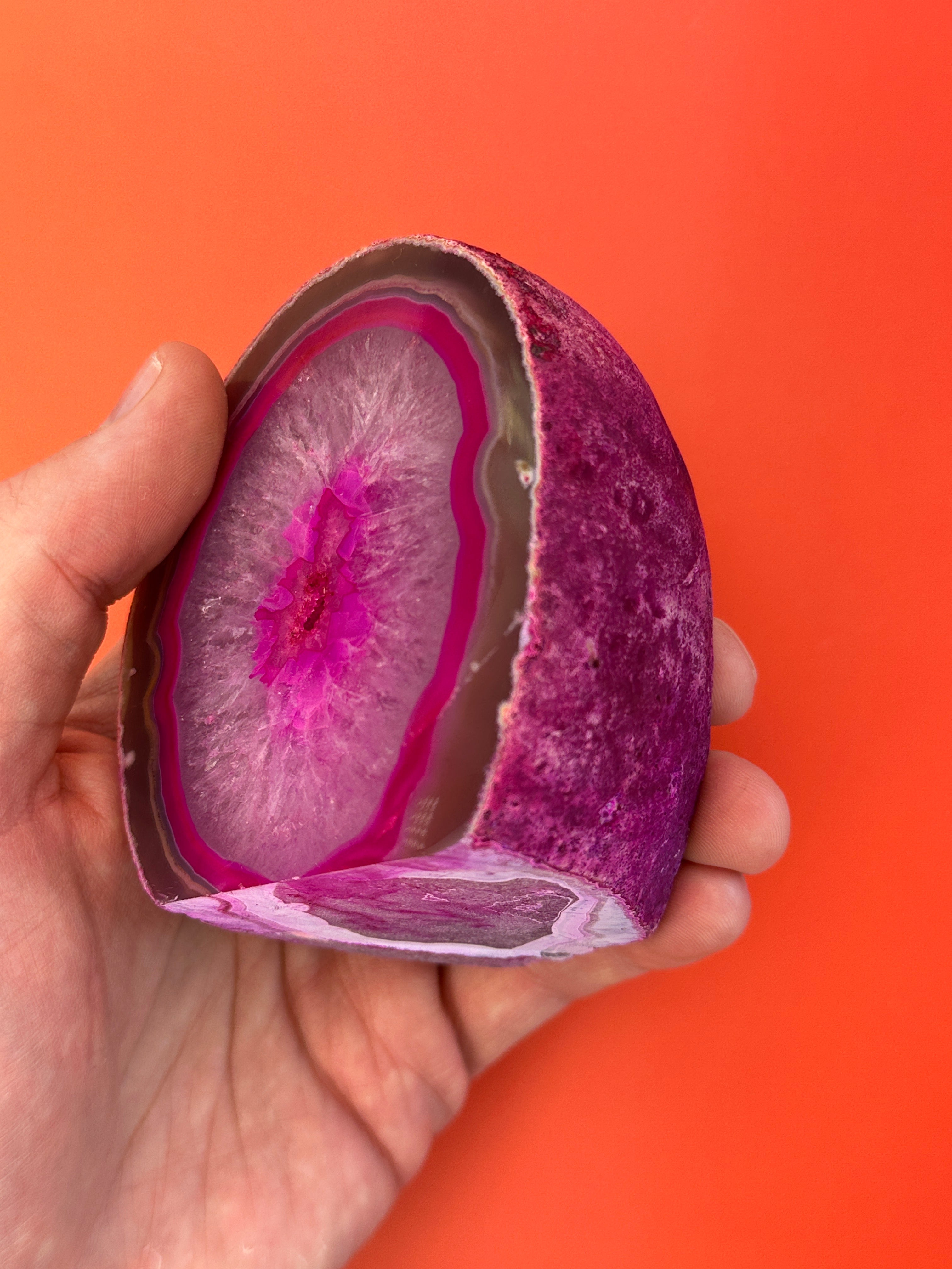 Pink Agate - Rough, polished slab