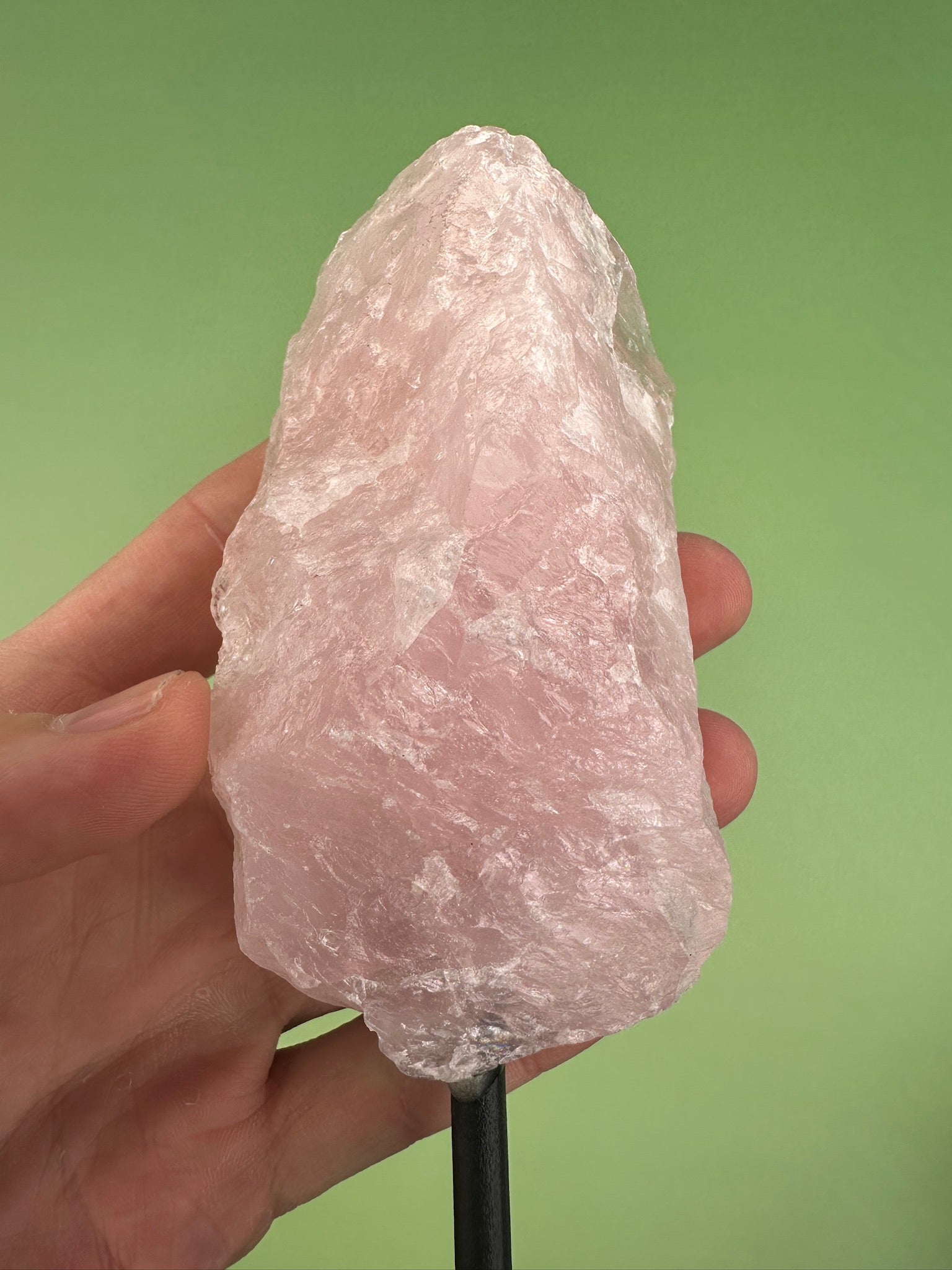 Rose quartz - Rough chunk on stand