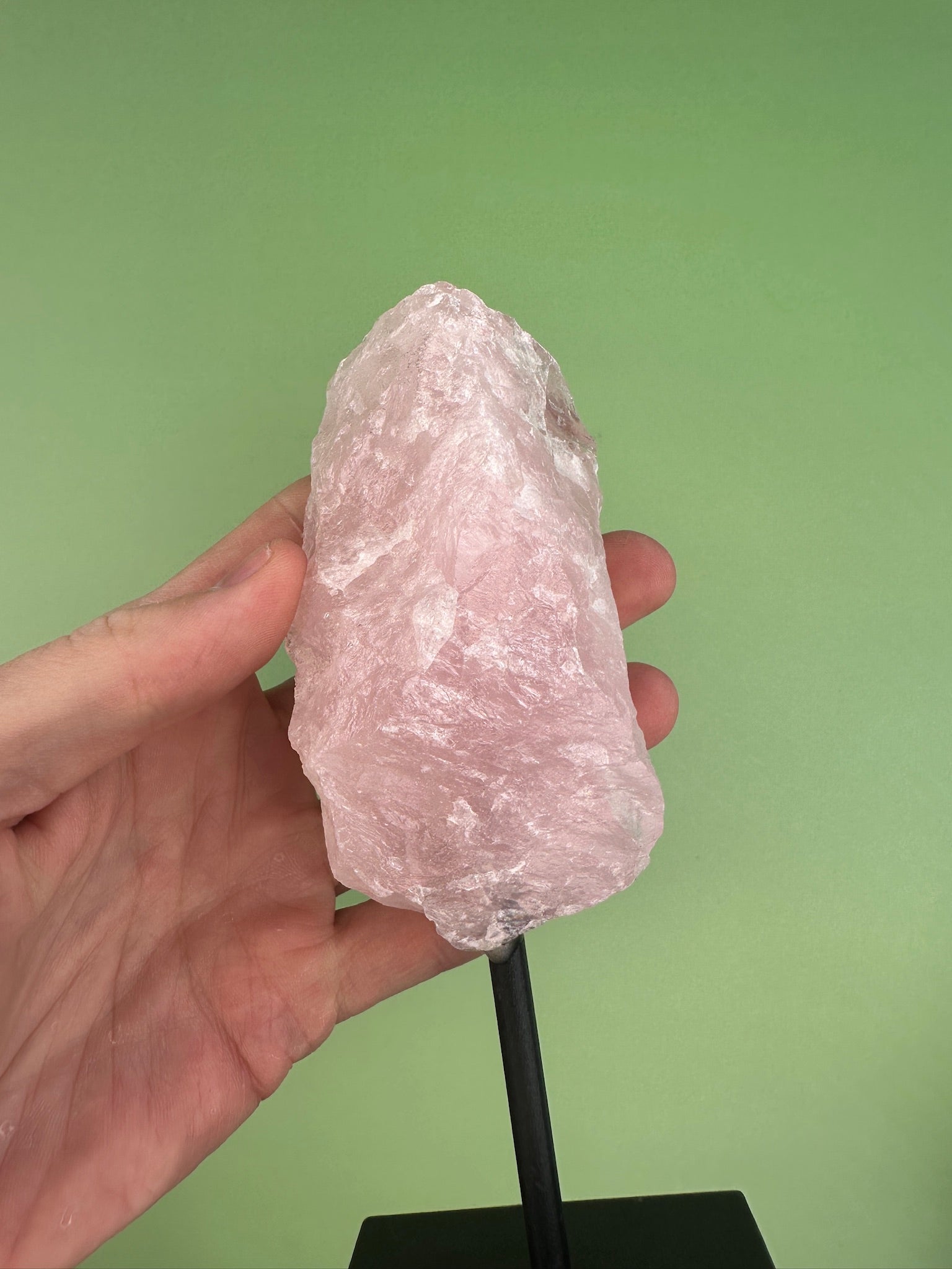 Rose quartz - Rough chunk on stand