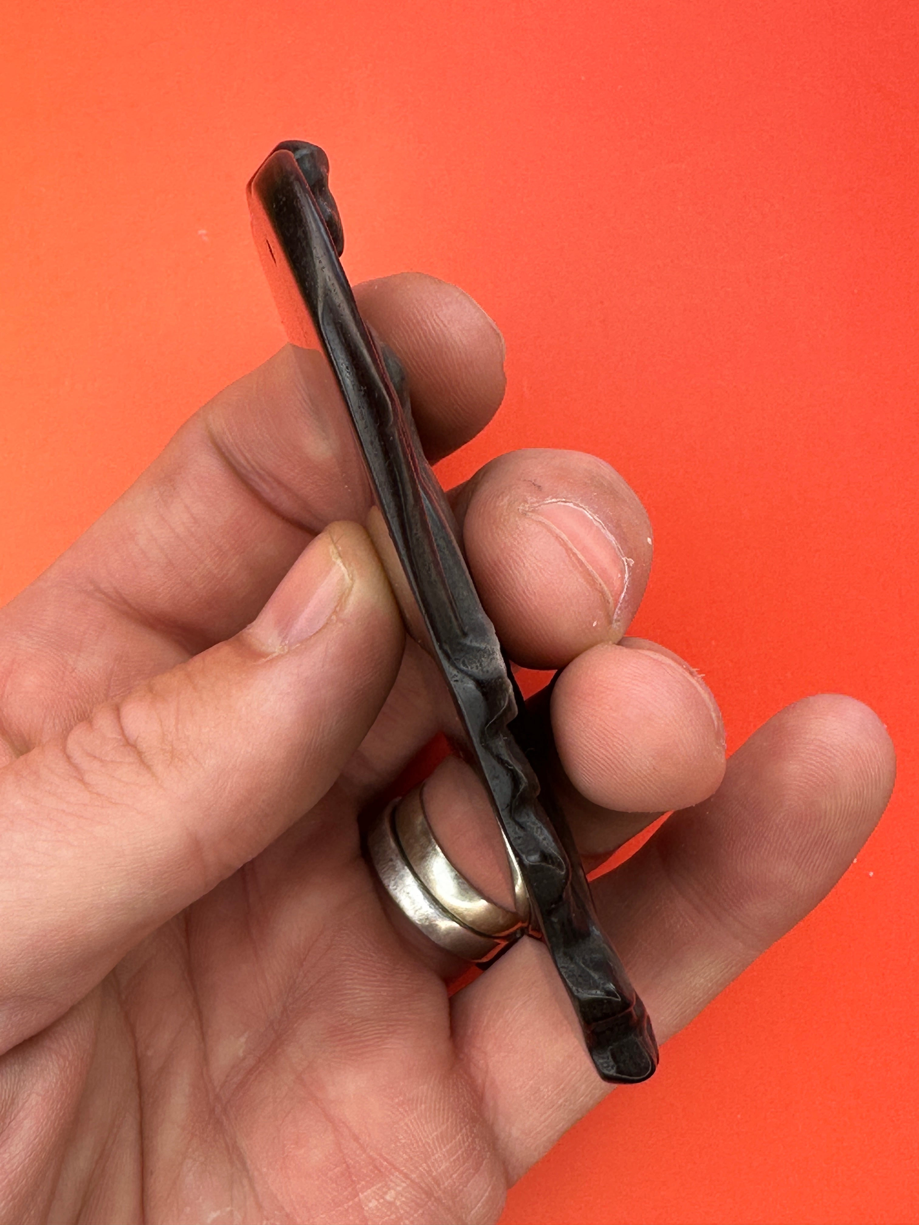 Silver sheen obsidian - Angel carving