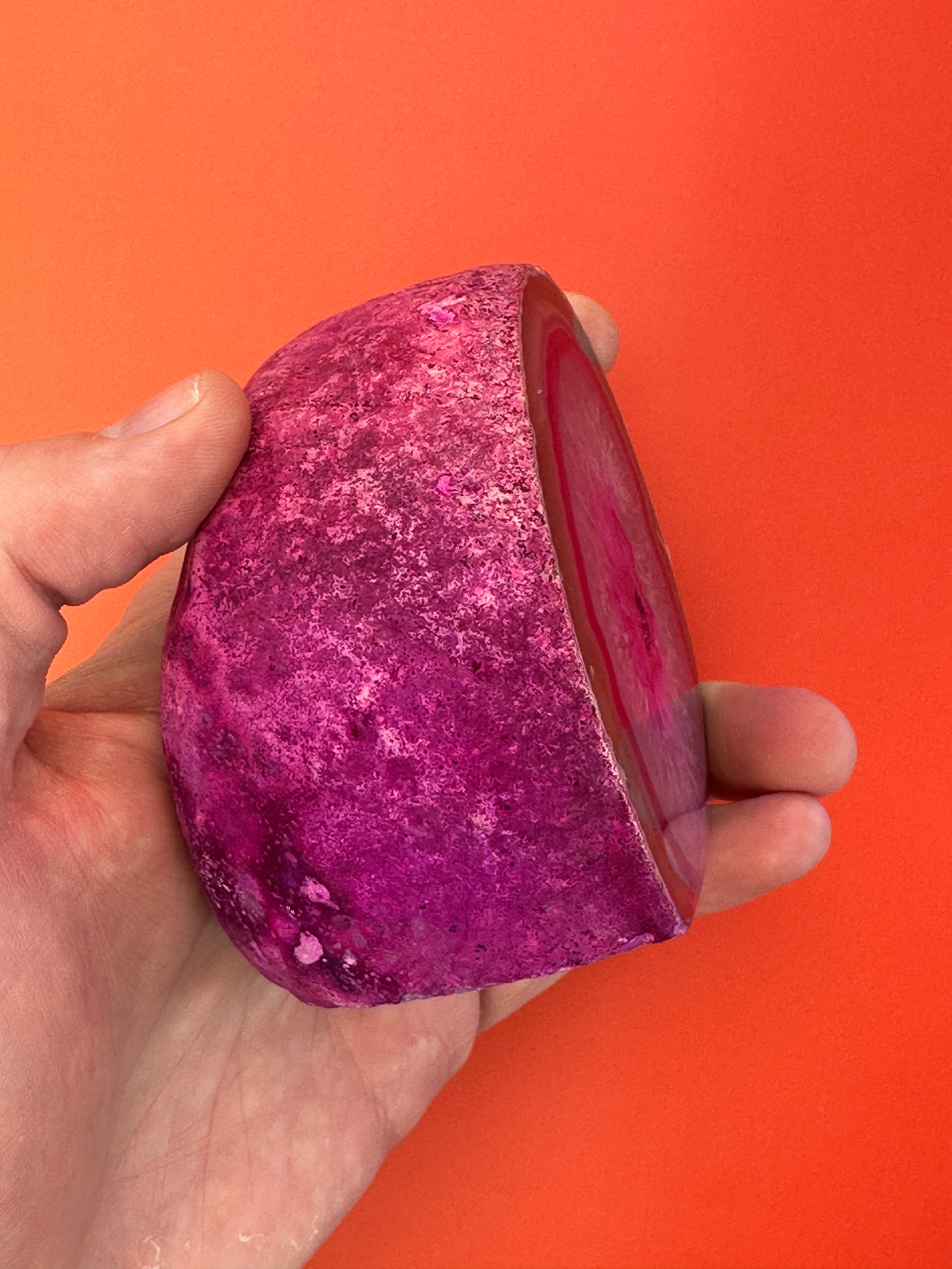 Pink Agate - Rough, polished slab