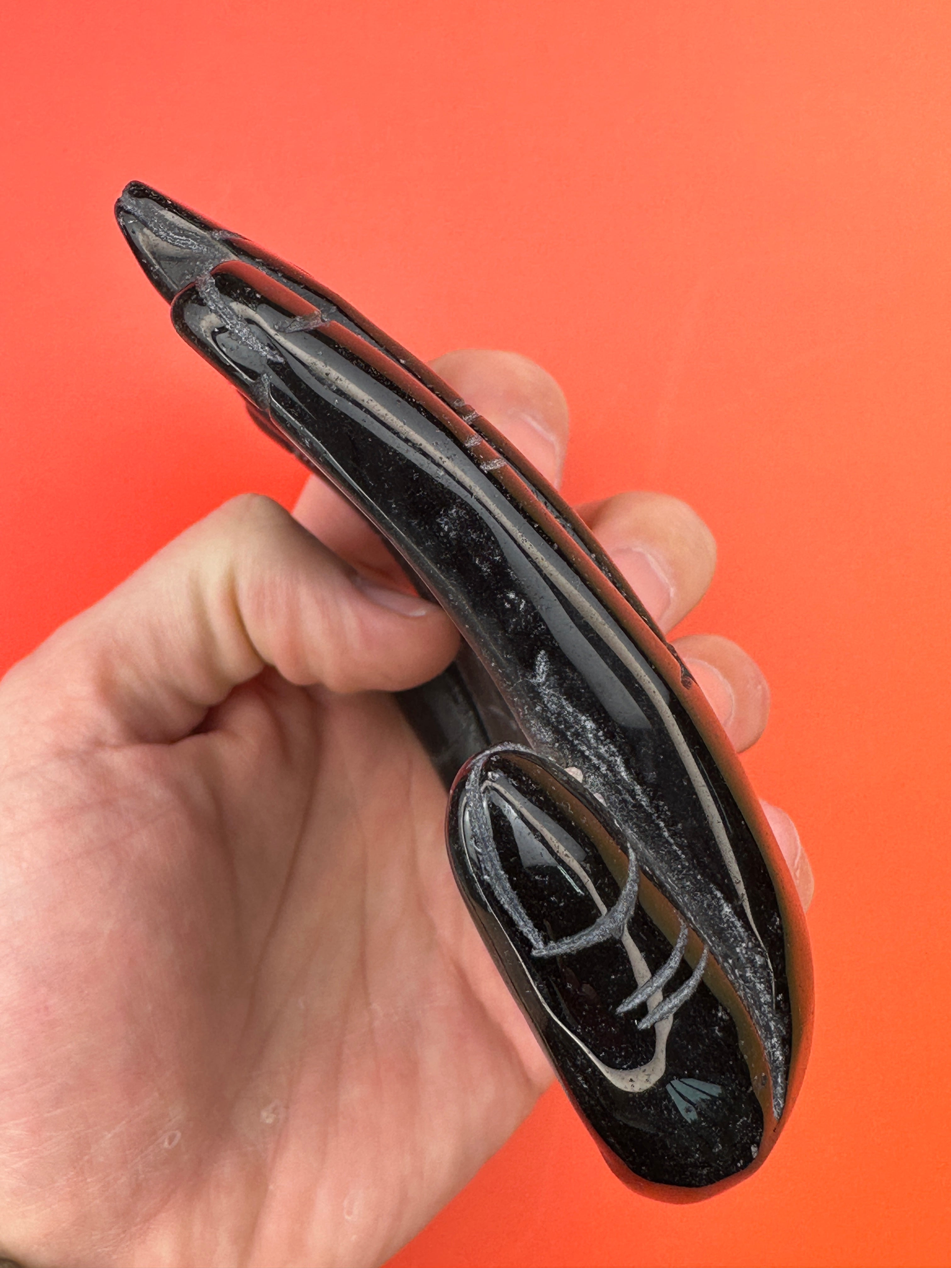 Silver sheen obsidian - Receiving hands