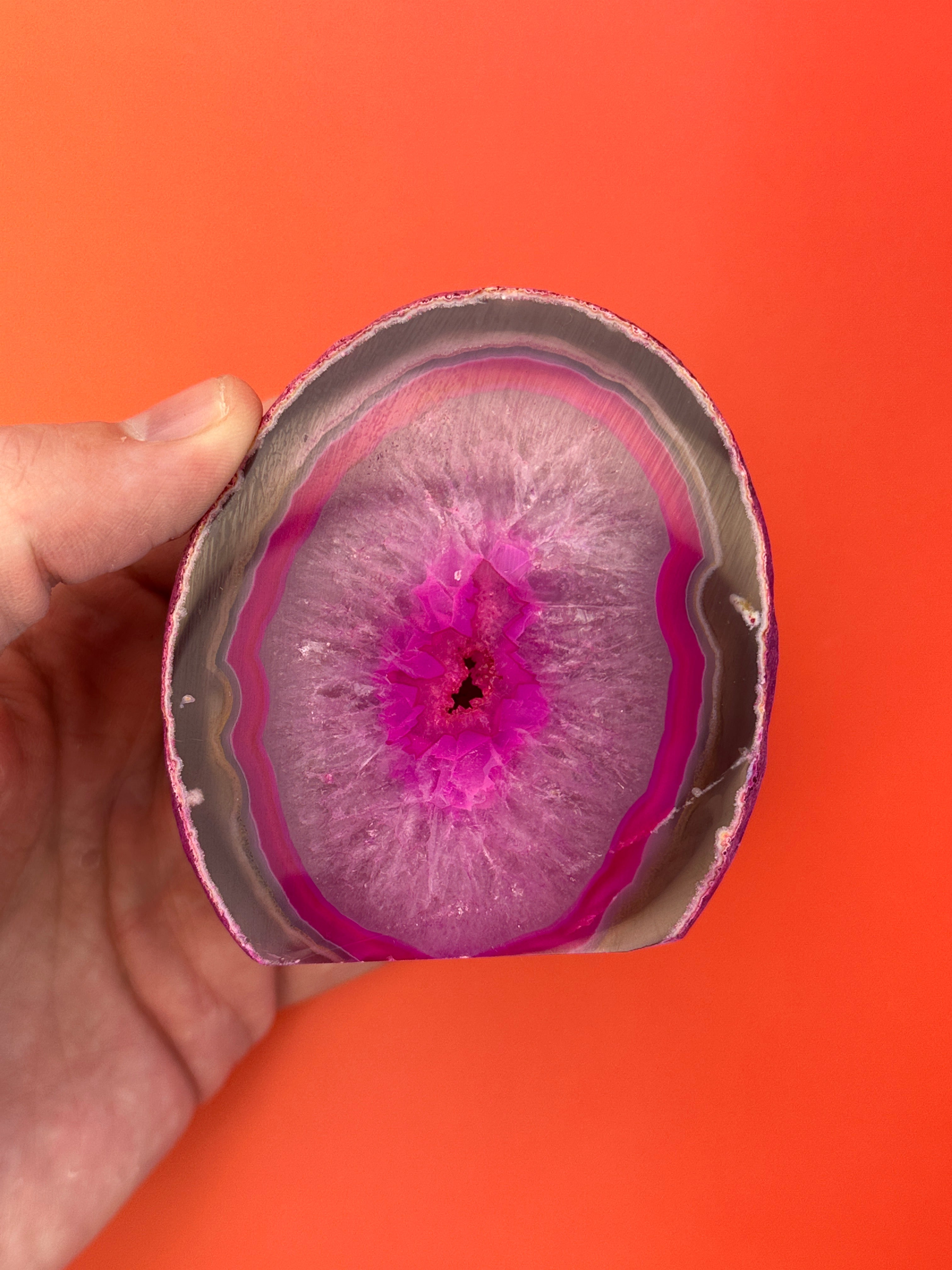 Pink Agate - Rough, polished slab