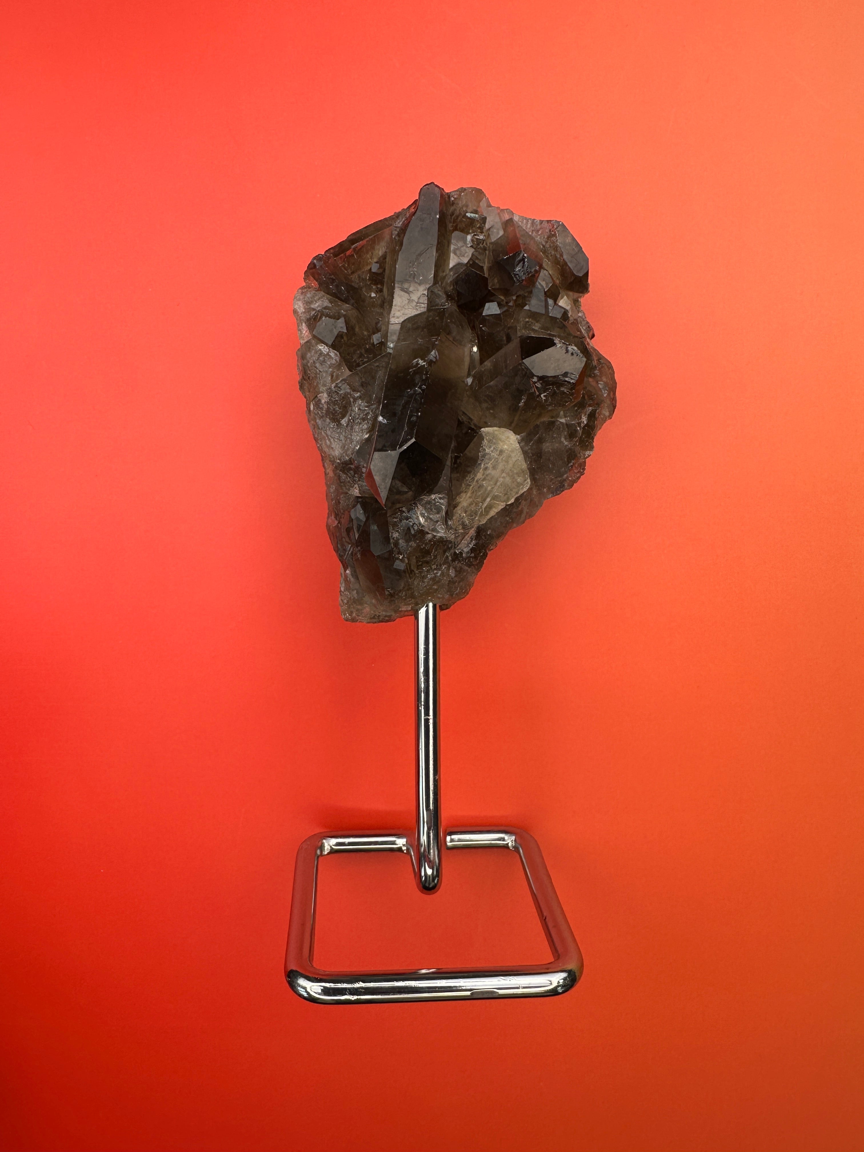 Smoky quartz - Rough cluster on a stand