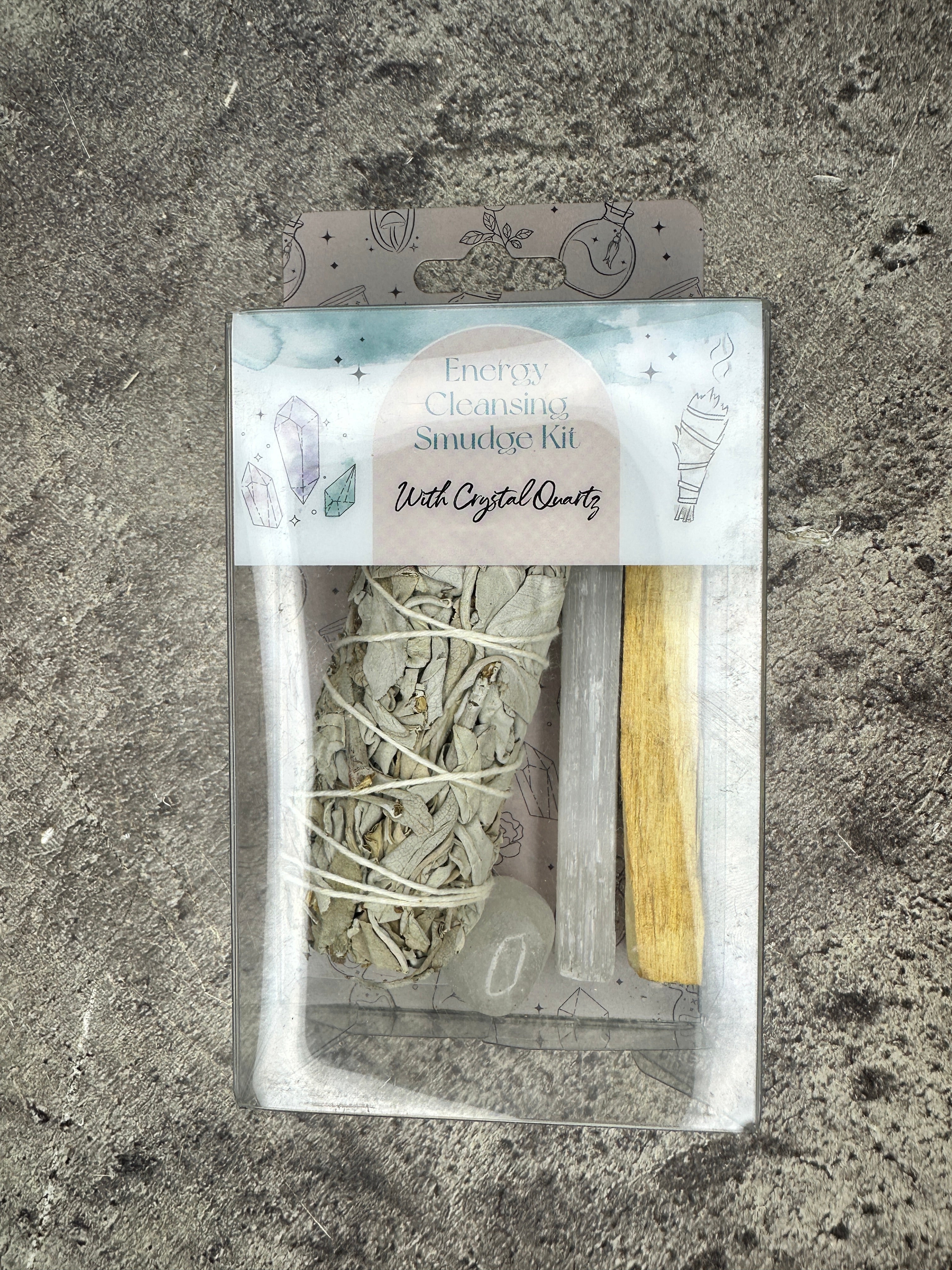 Smudge kit - Sage, Palo Santo, Selenite and Clear Quartz