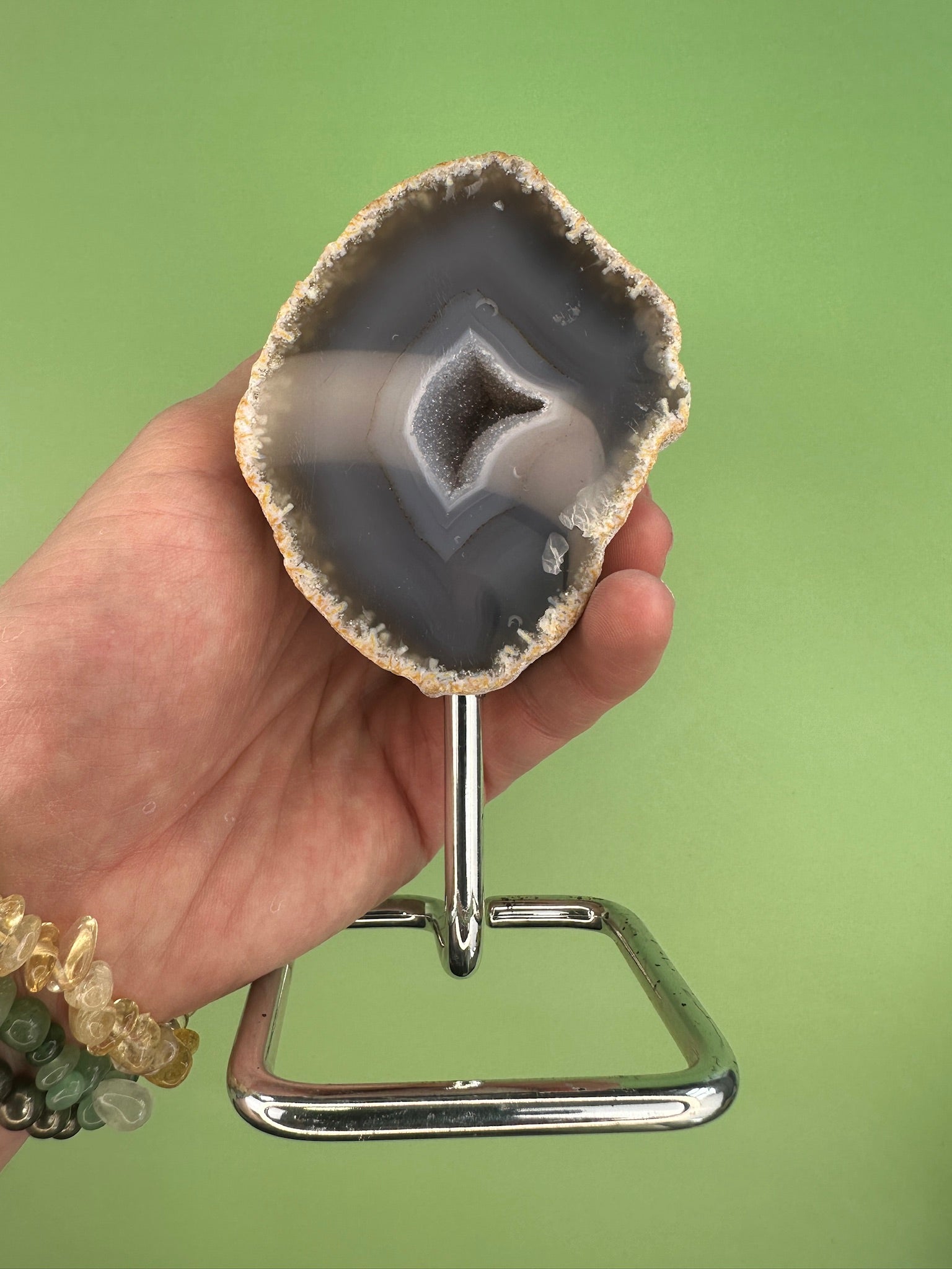Agate - On stand with druzy