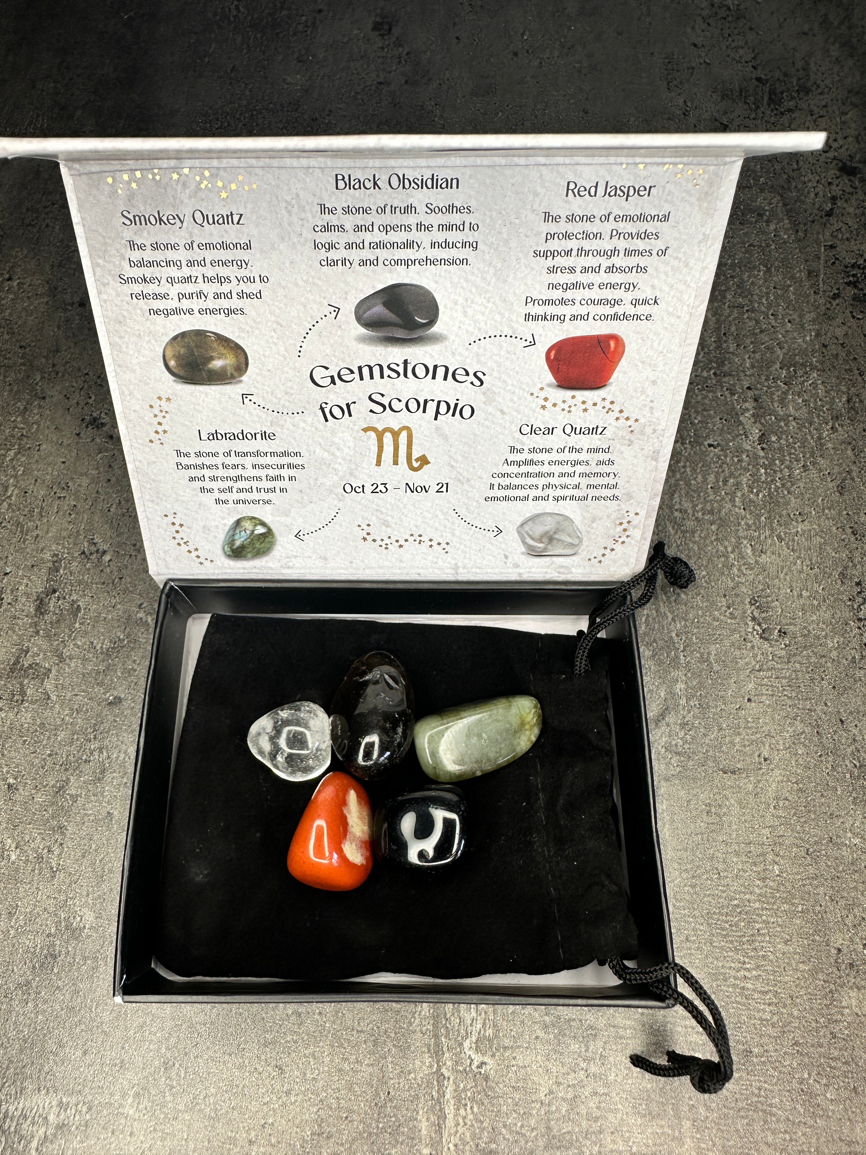 Scorpio crystal tumblestone gift set - Bundle
