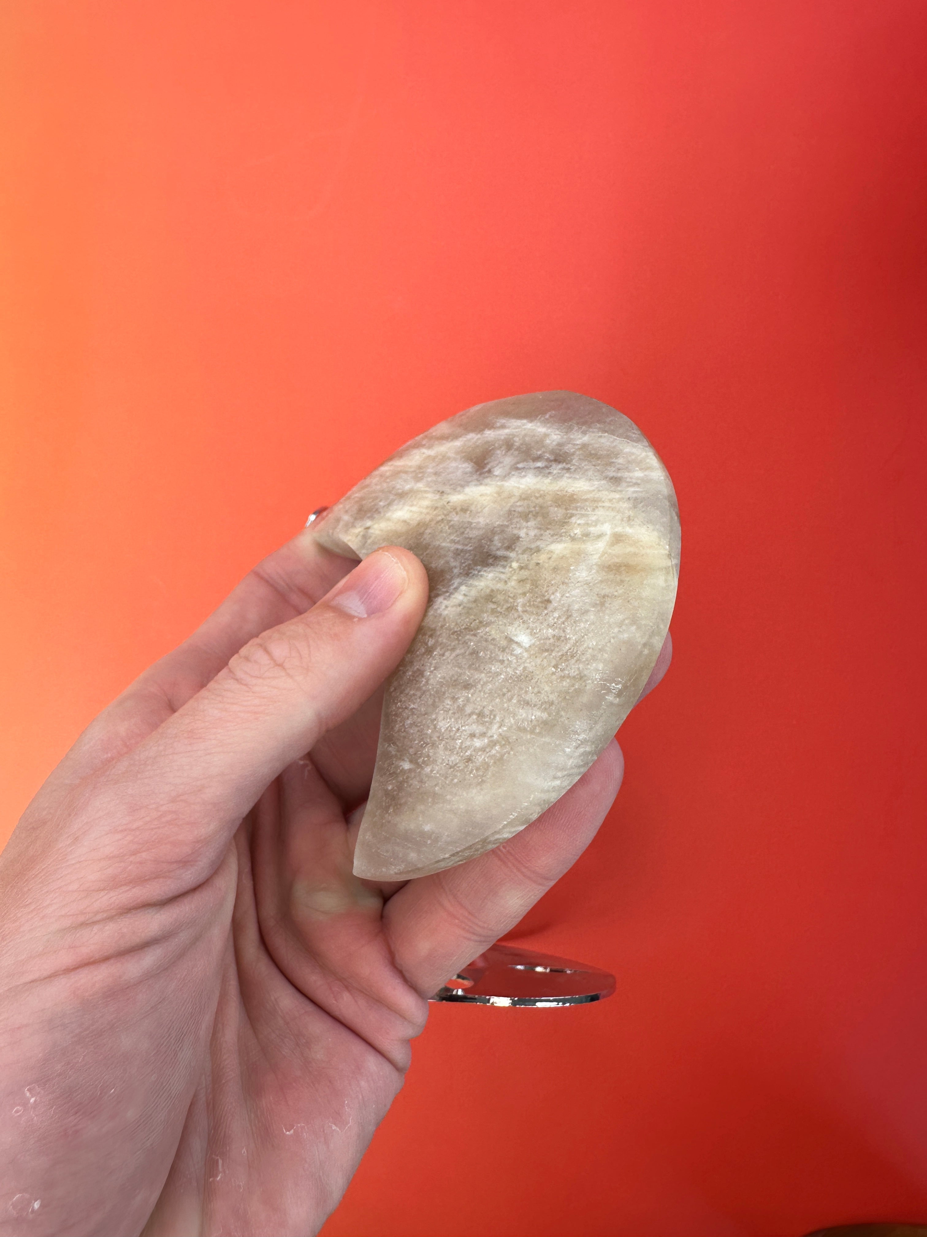 Peach moonstone - Moon on stand
