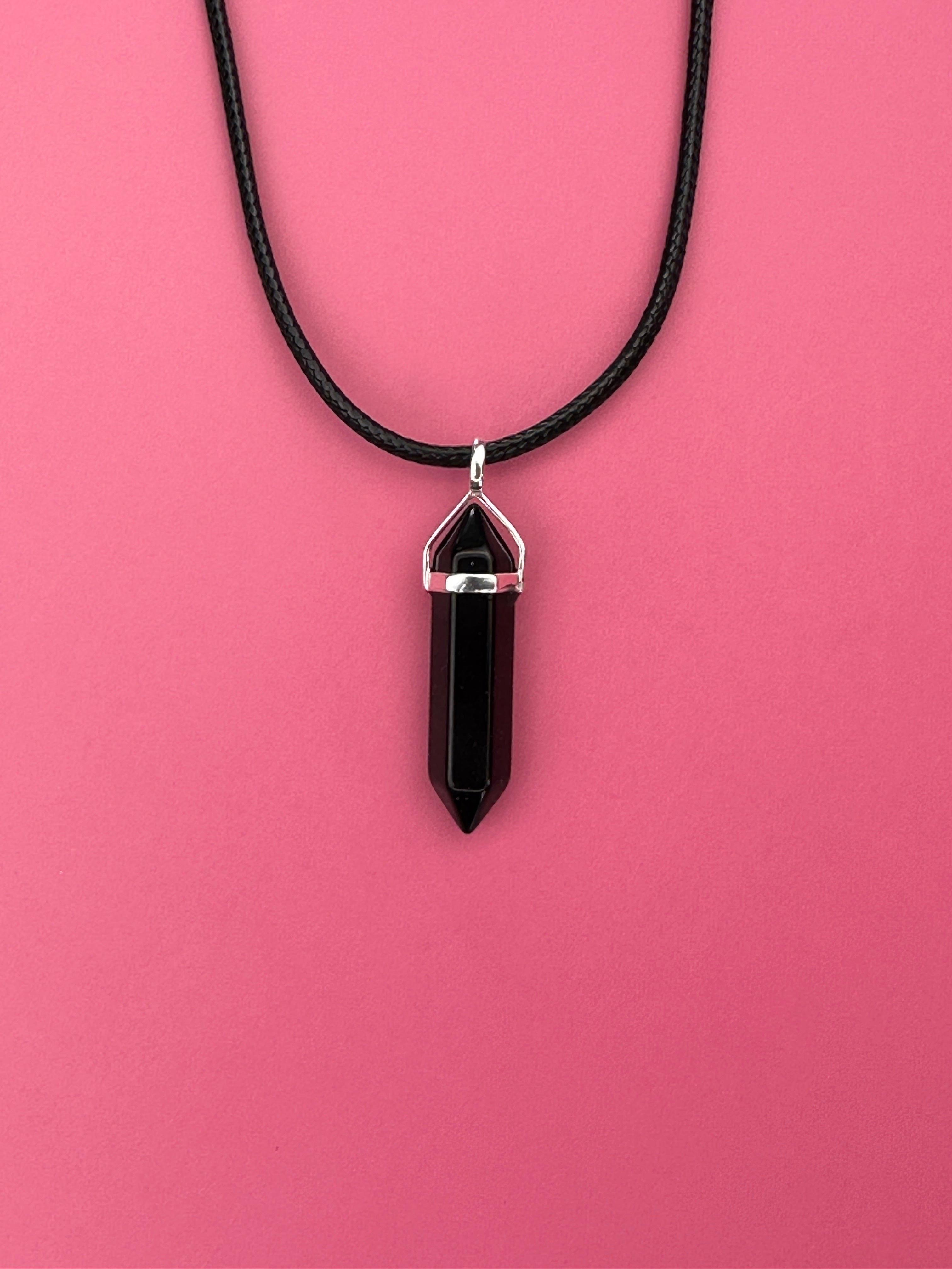Protection pendant - Black obsidian (sterling silver)