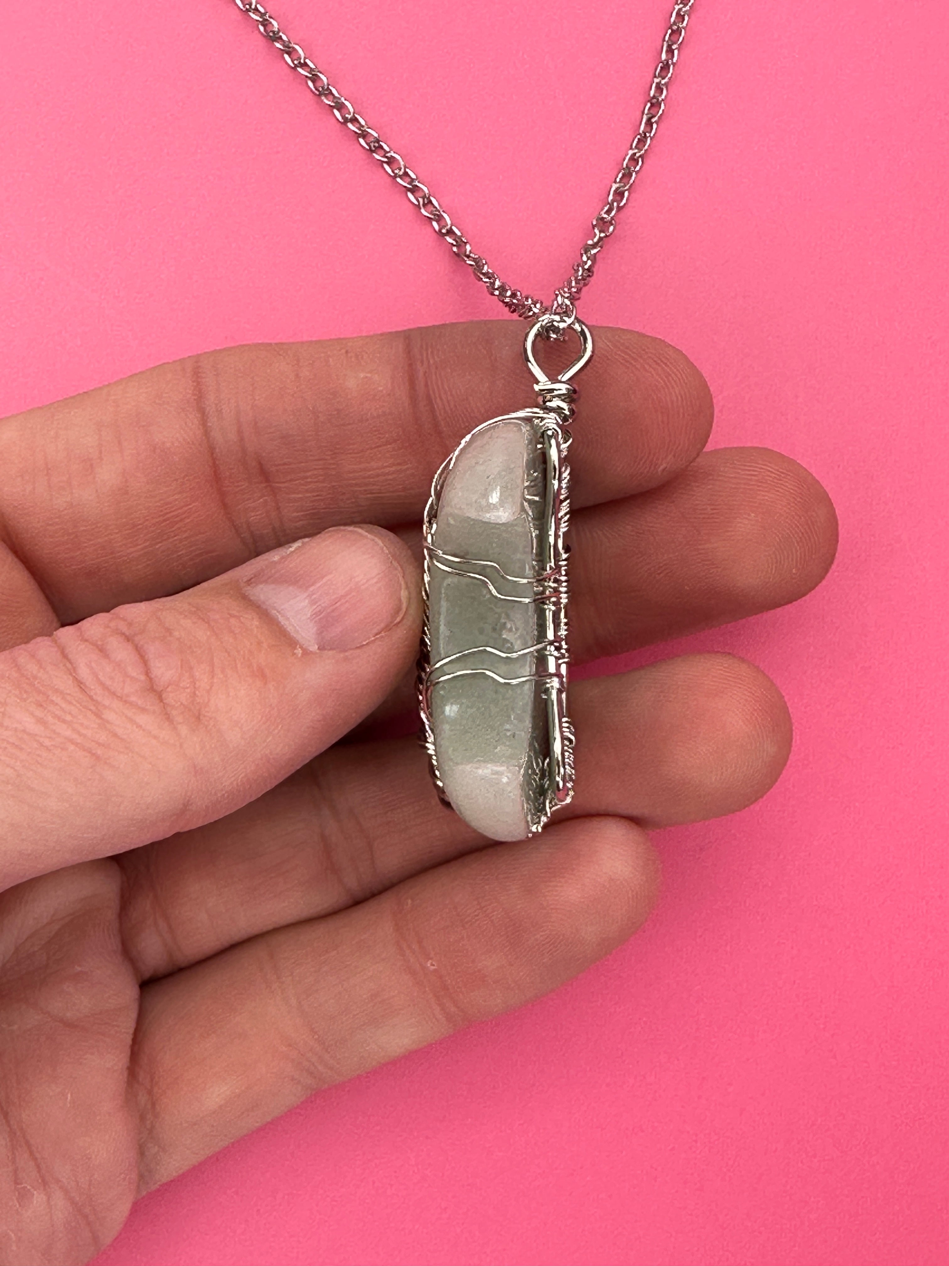 Green aventurine moon pendant and necklace