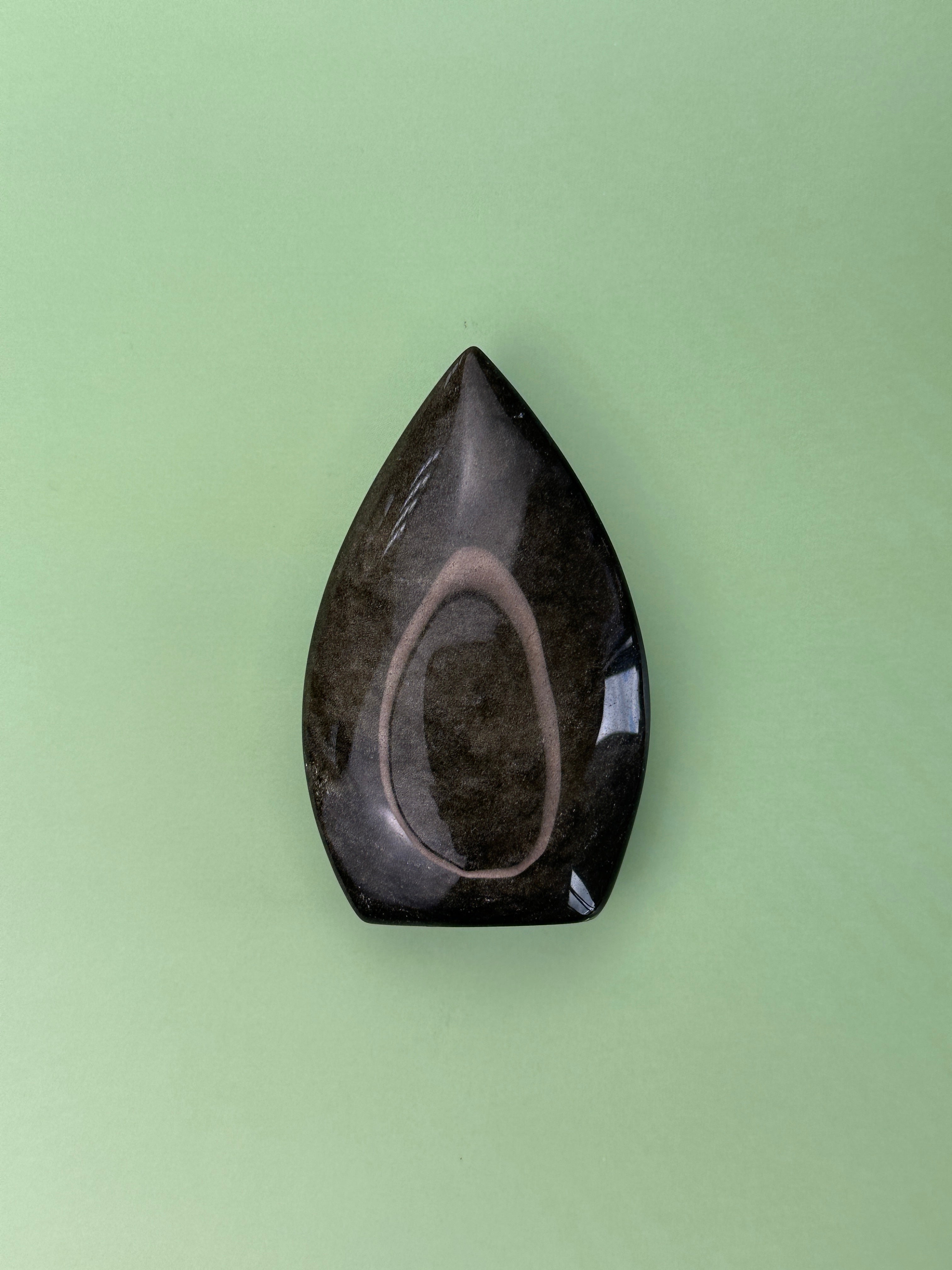 Silver sheen obsidian - Free standing teardrop
