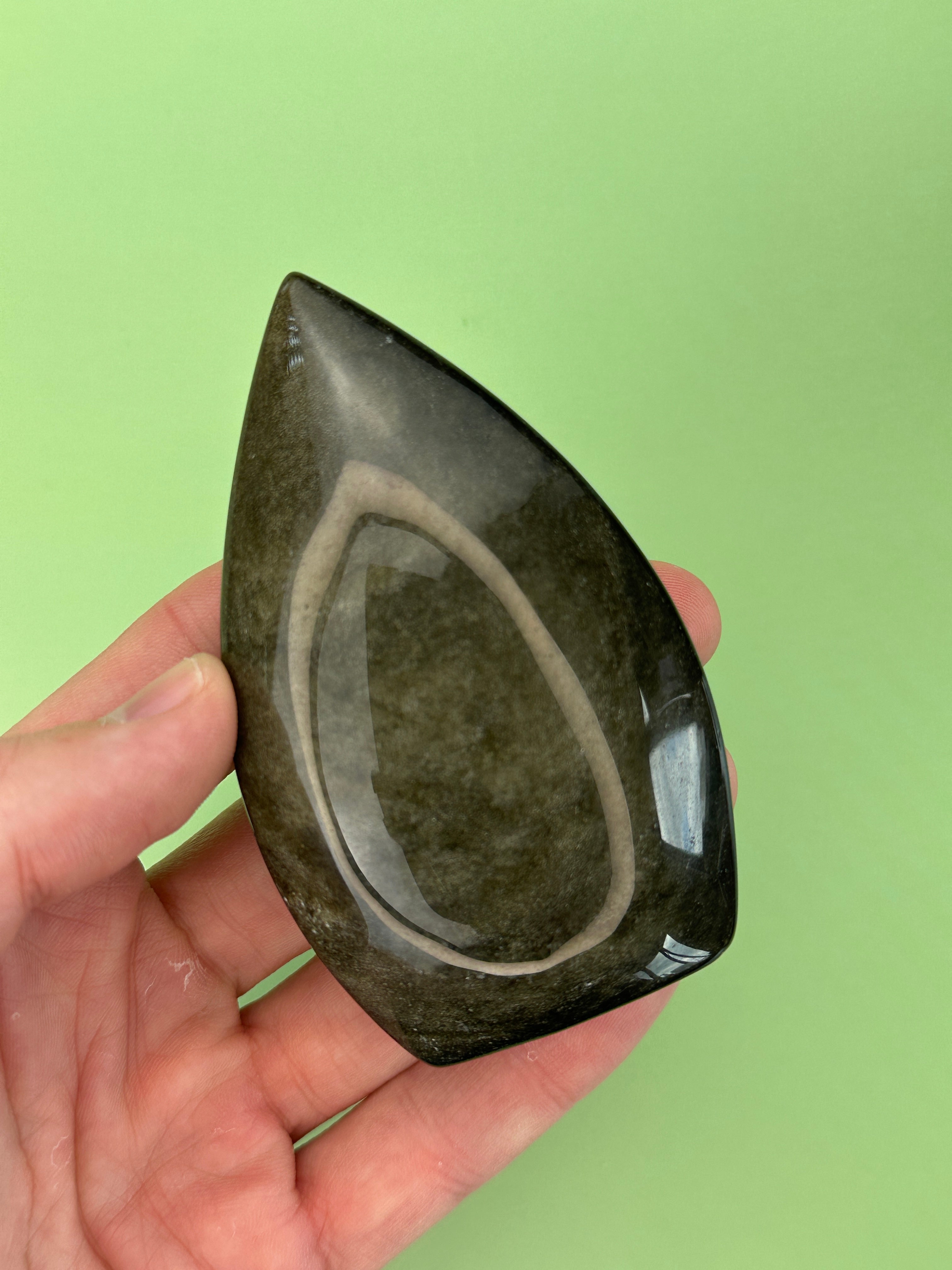 Silver sheen obsidian - Free standing teardrop