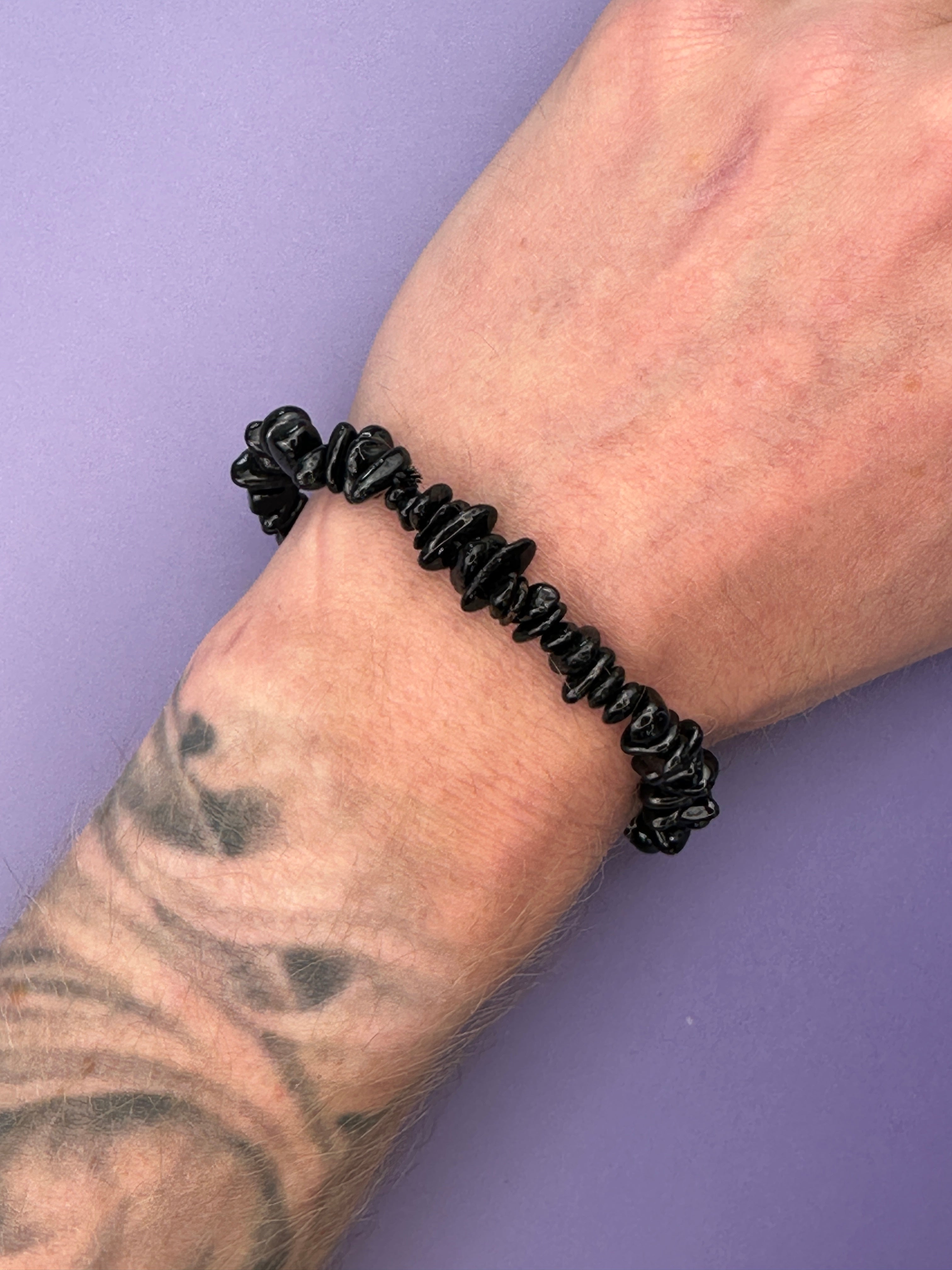 Black tourmaline - Crystal chip bracelet