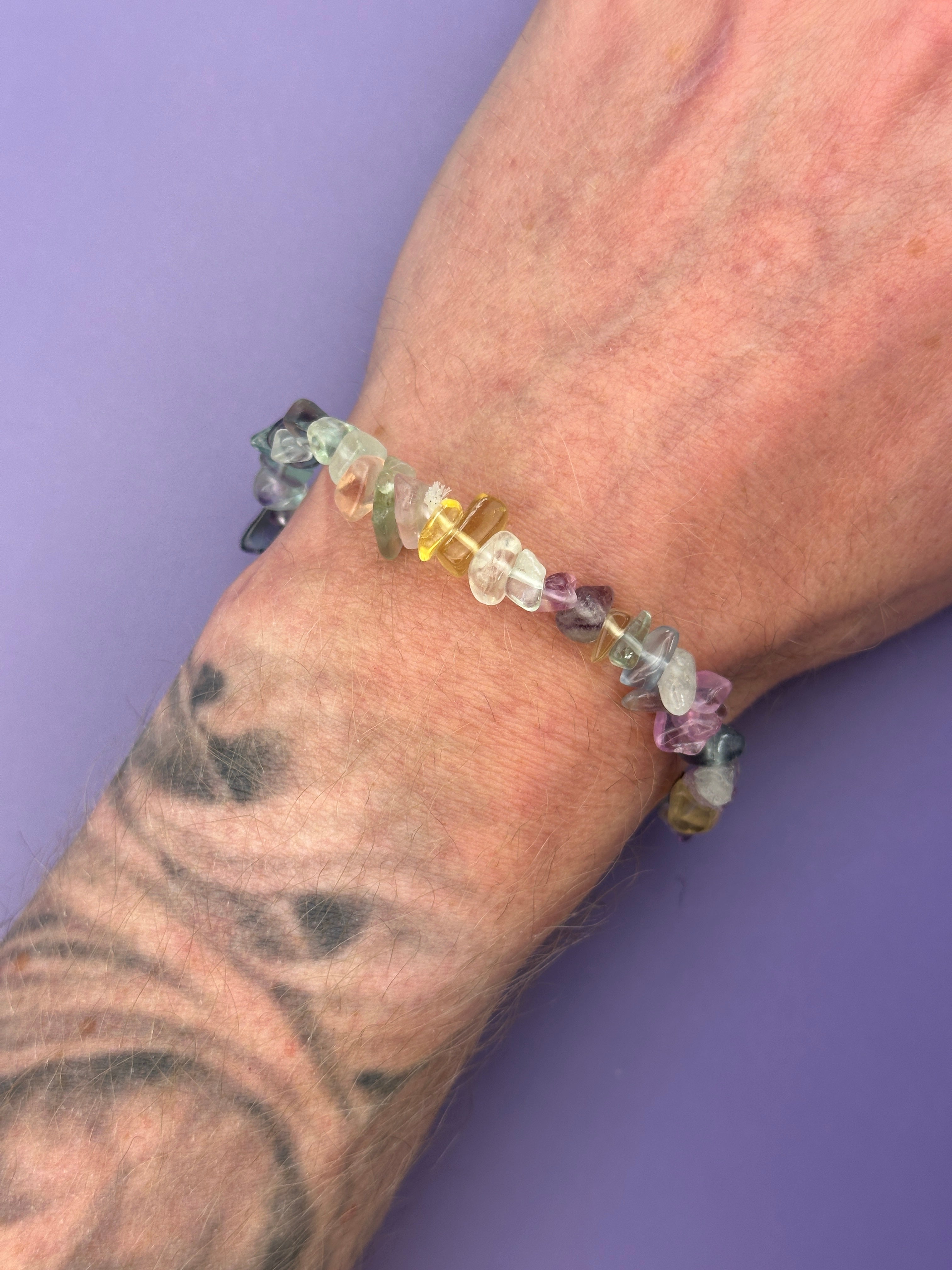 Fluorite - Crystal chip bracelet