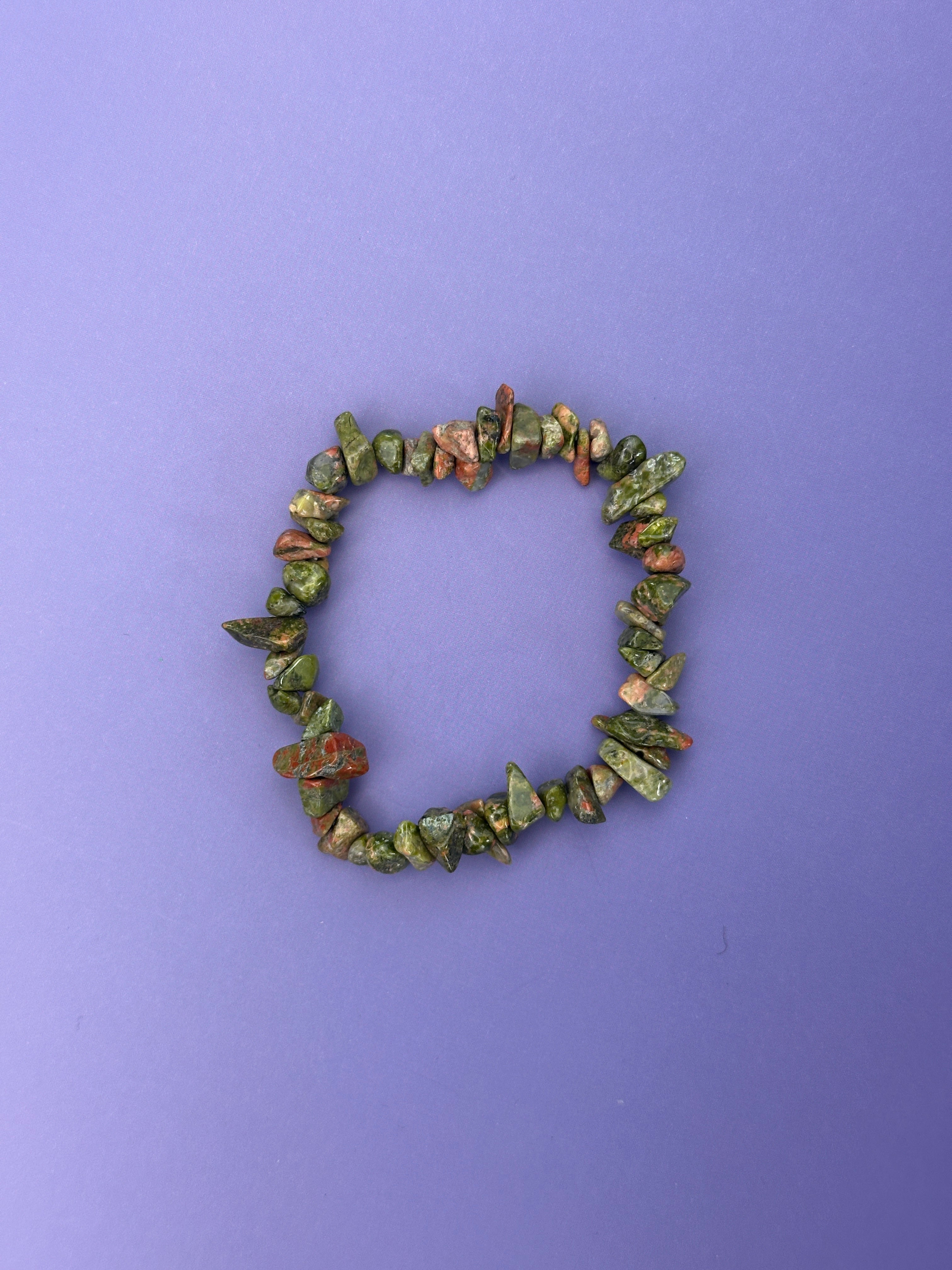 Unakite - Crystal chip bracelet
