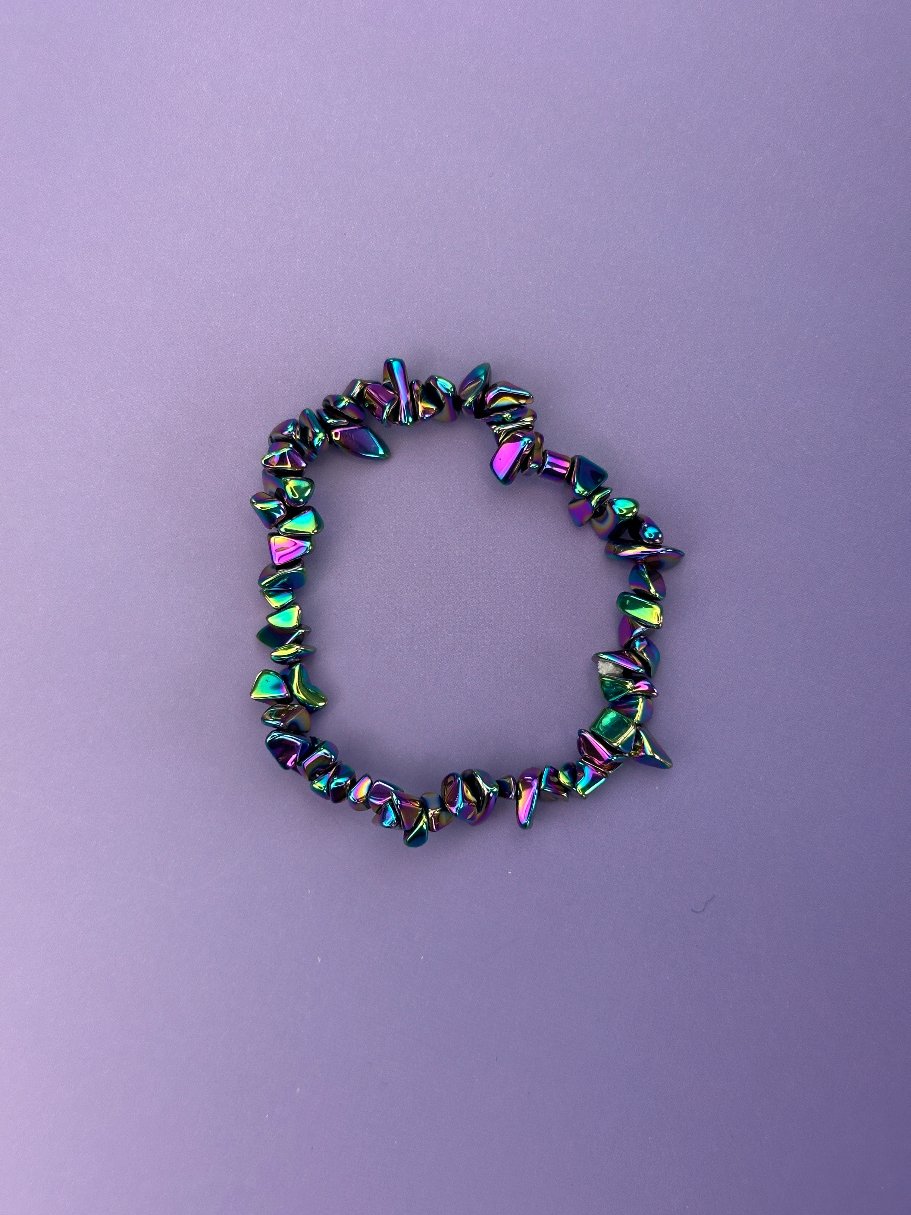 Rainbow hematite - Crystal chip bracelet