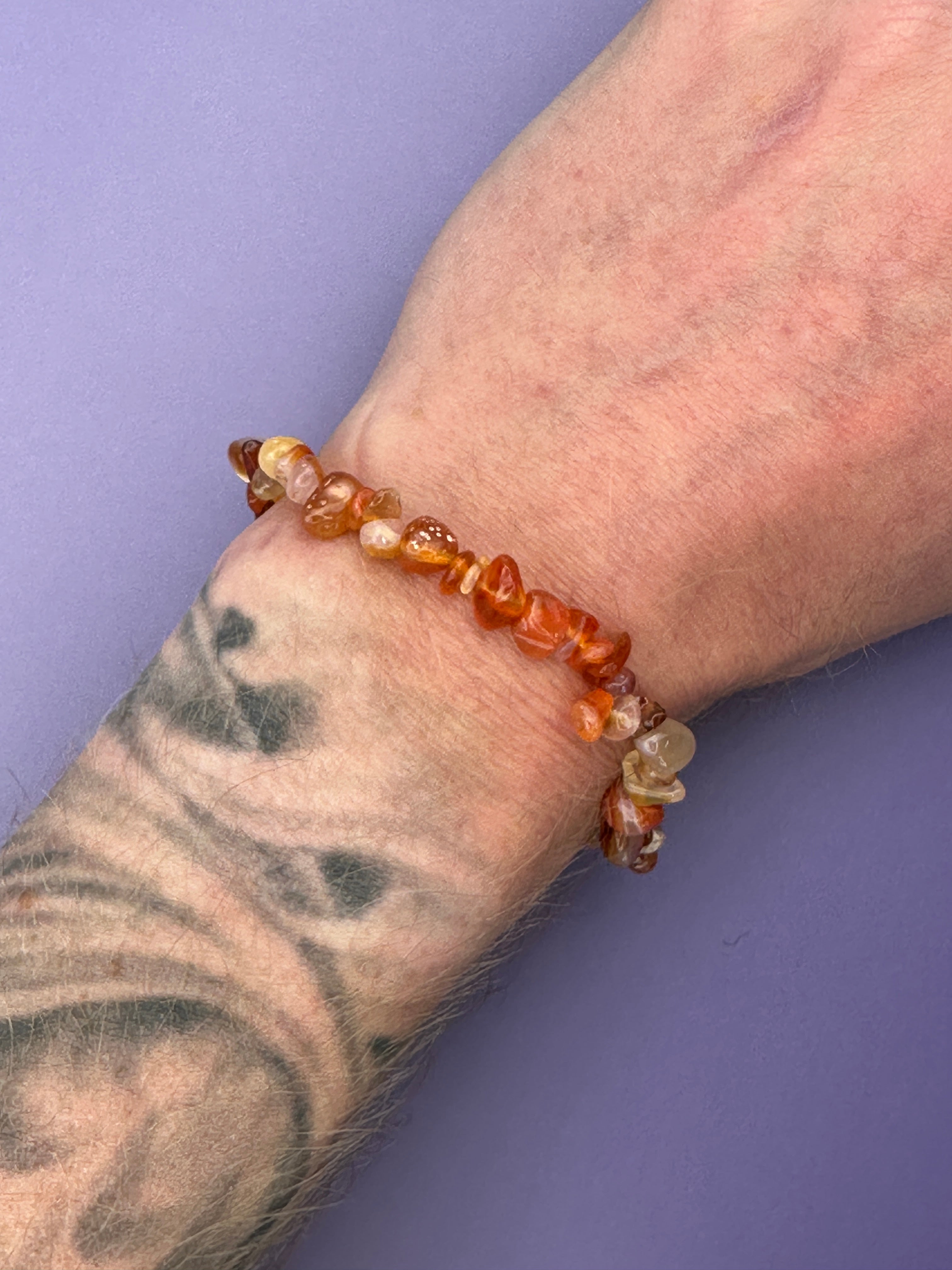 Carnelian - Crystal chip bracelet