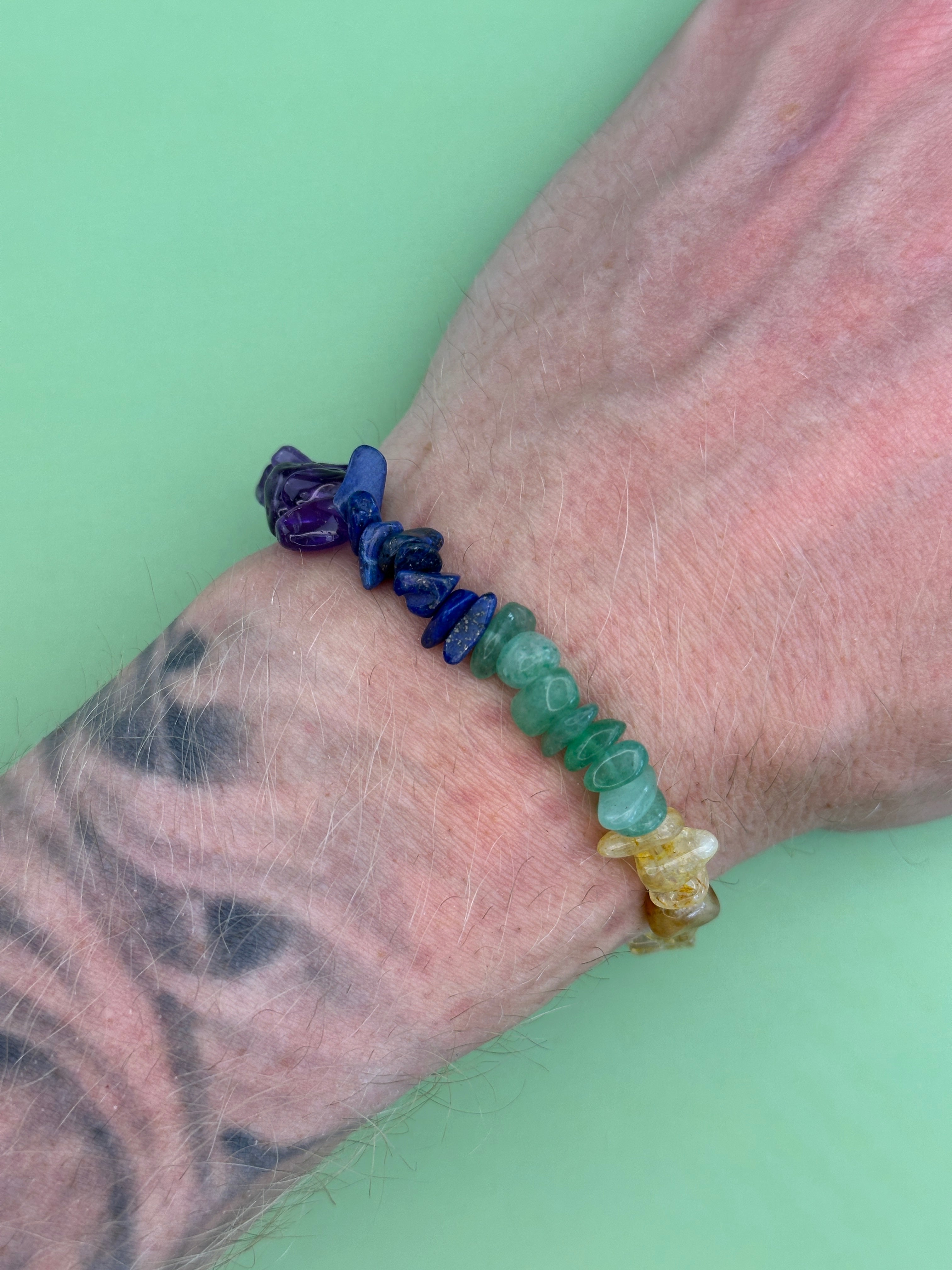 Chakra crystal chip bracelet