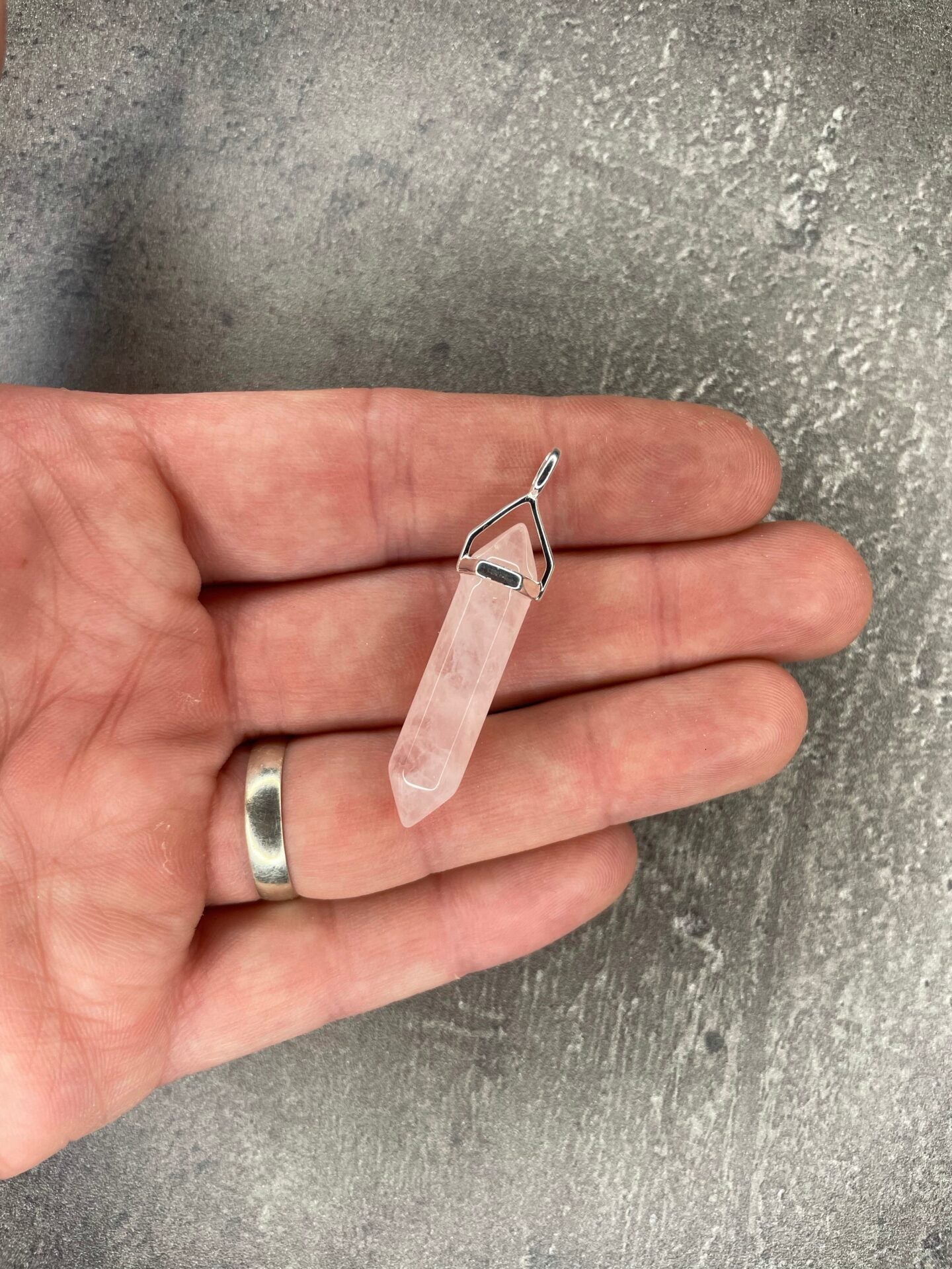 Love pendant - Rose quartz (sterling silver)