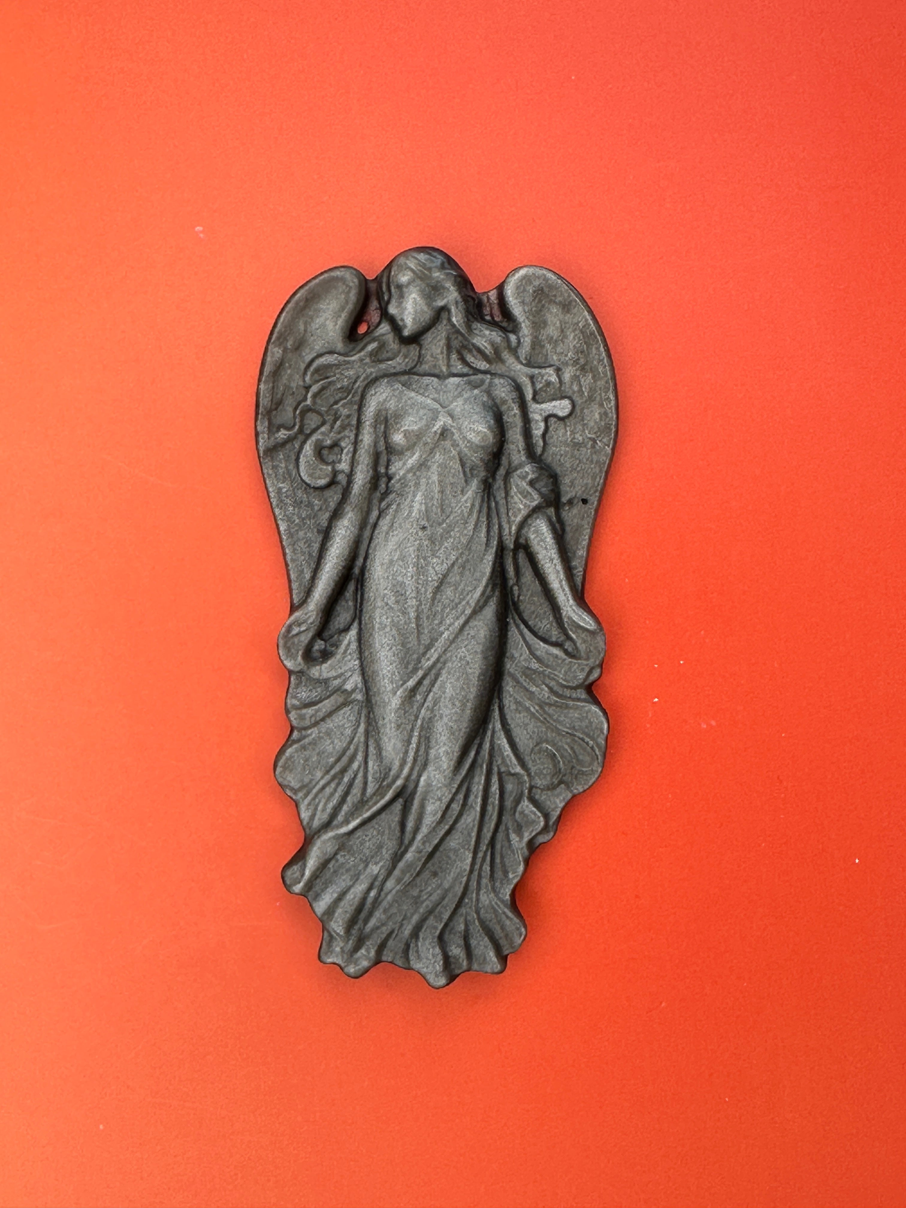 Silver sheen obsidian - Angel carving