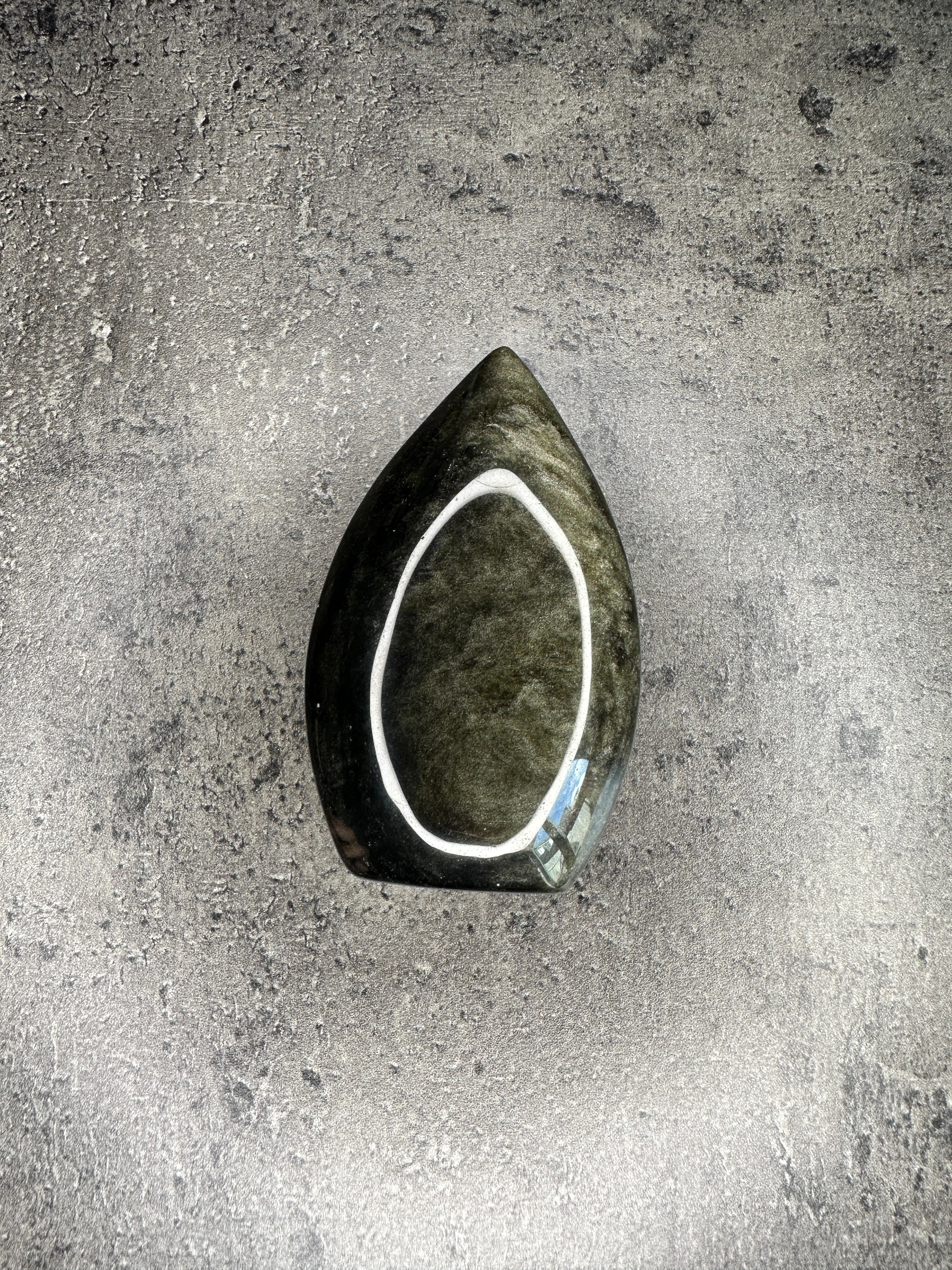 Silver sheen obsidian - Free standing teardrop