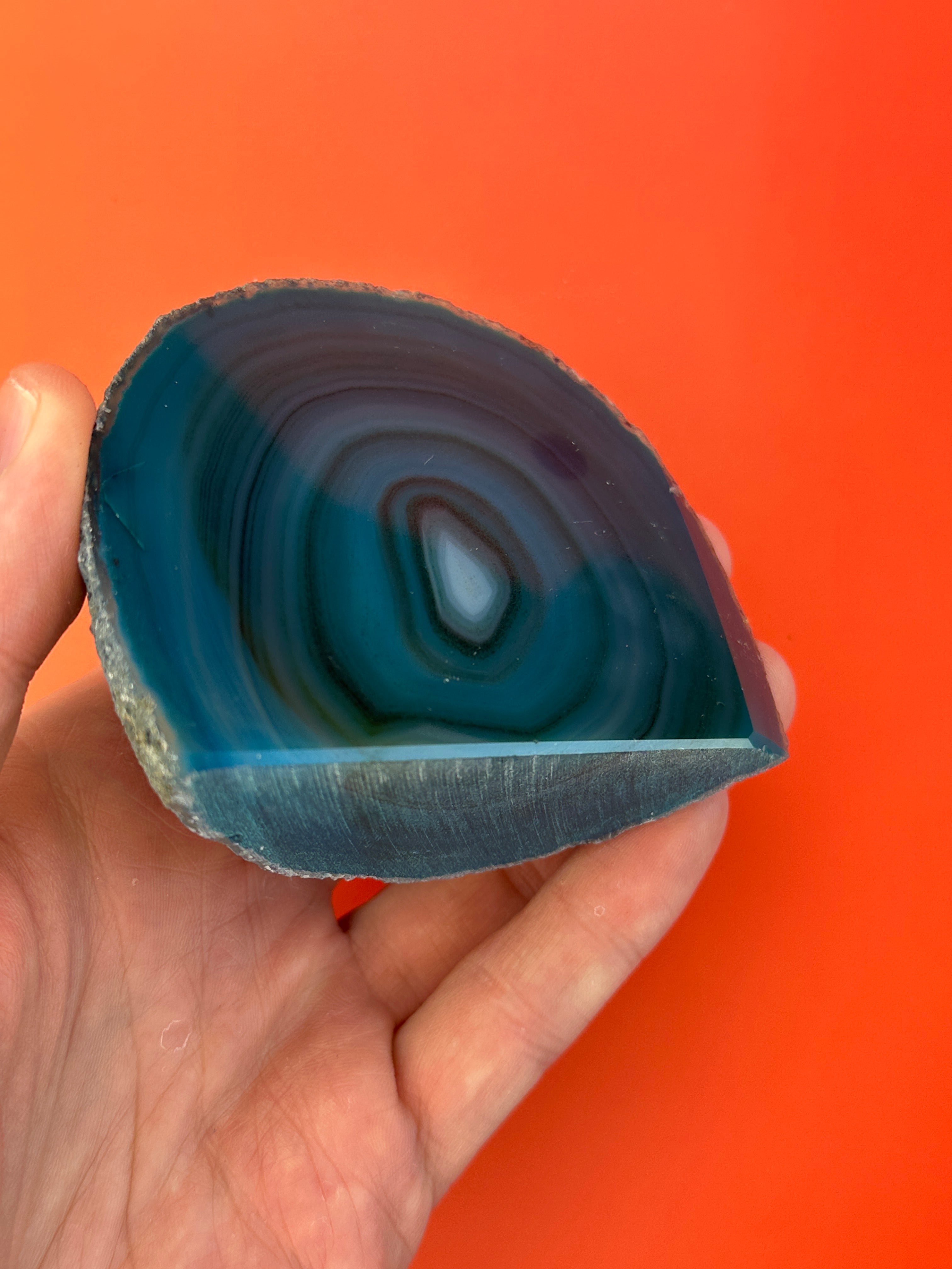 Blue Agate - Rough, polished slab