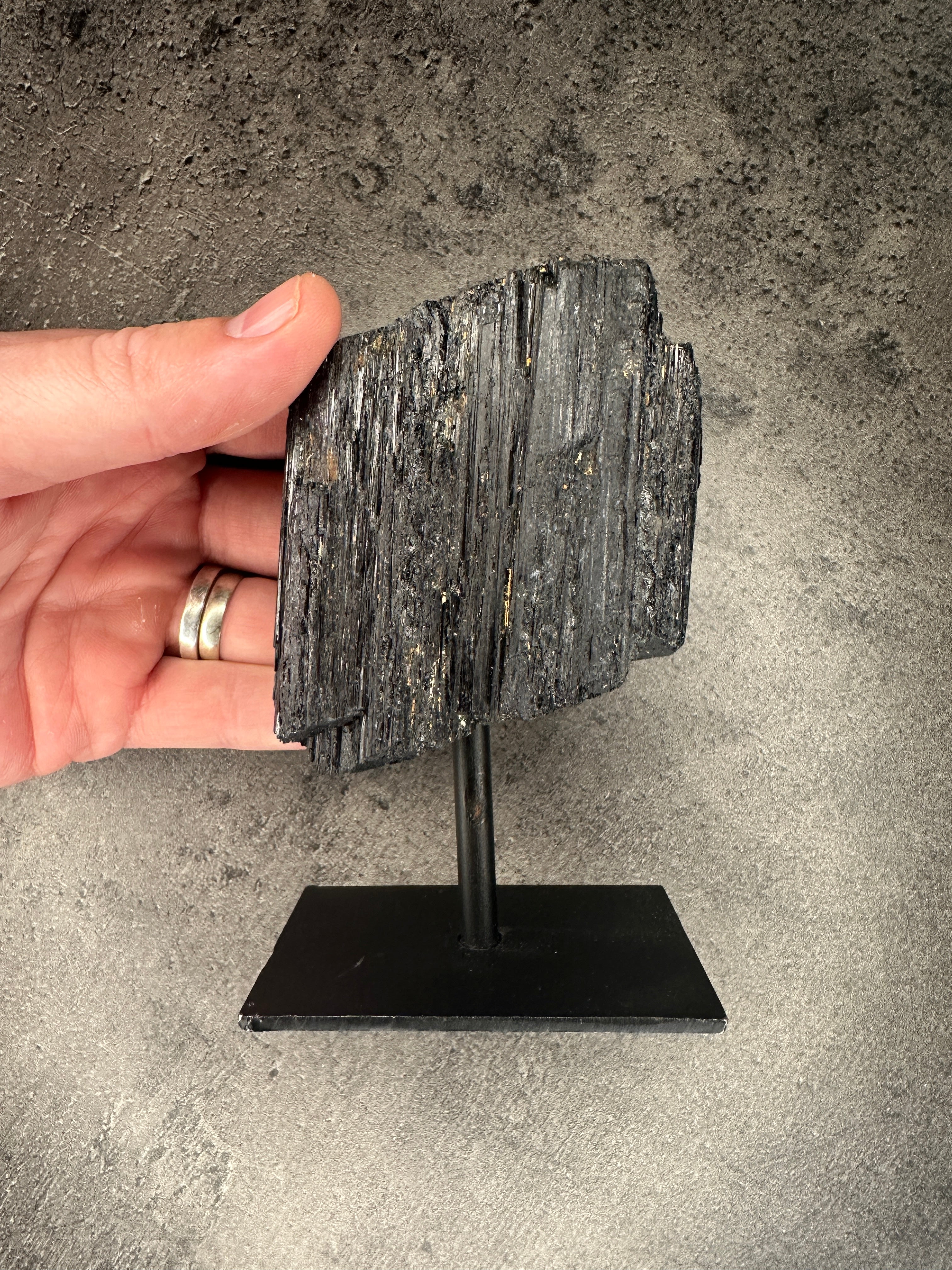 Black tourmaline - XL rough chunk on stand