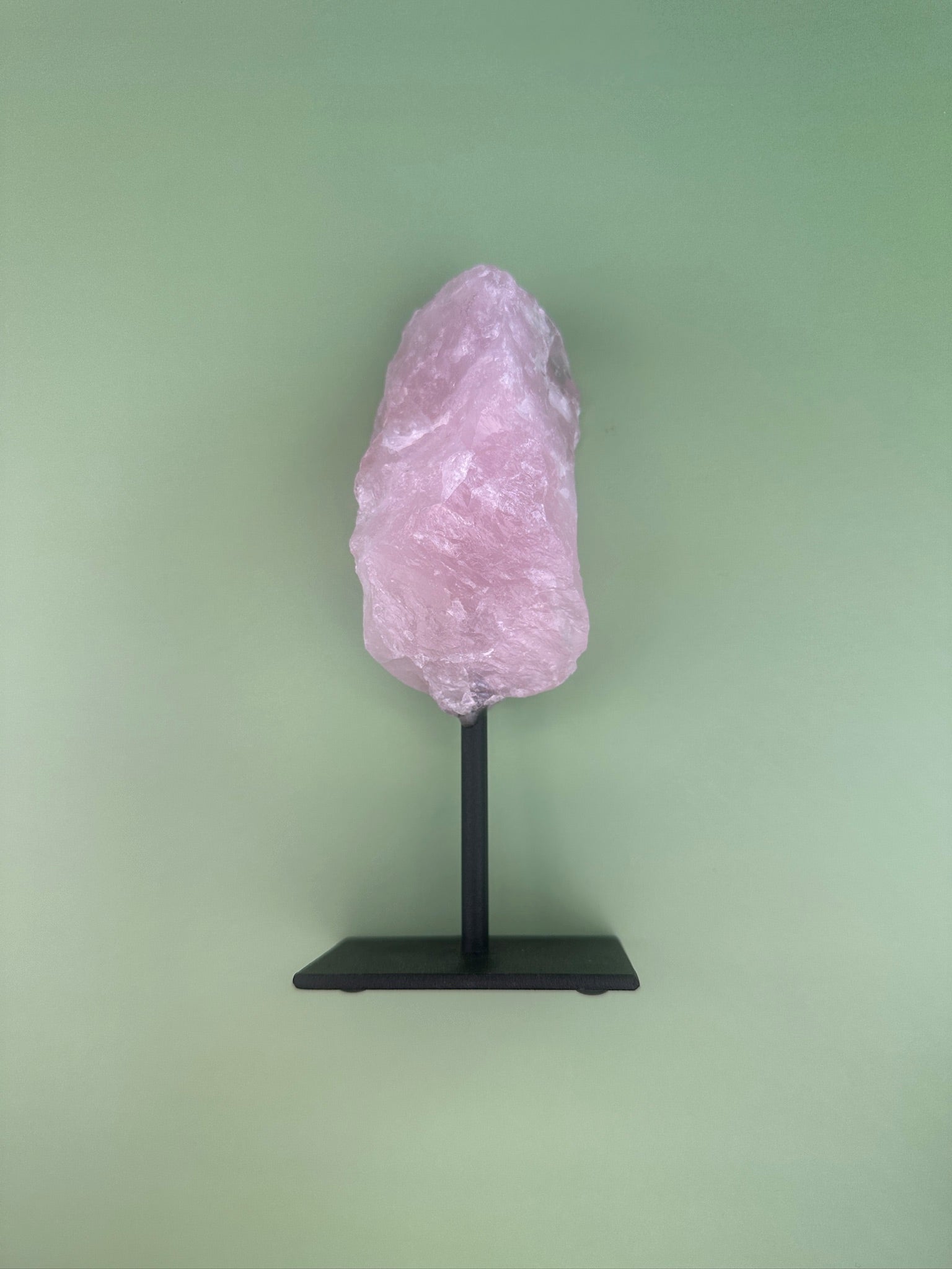 Rose quartz - Rough chunk on stand