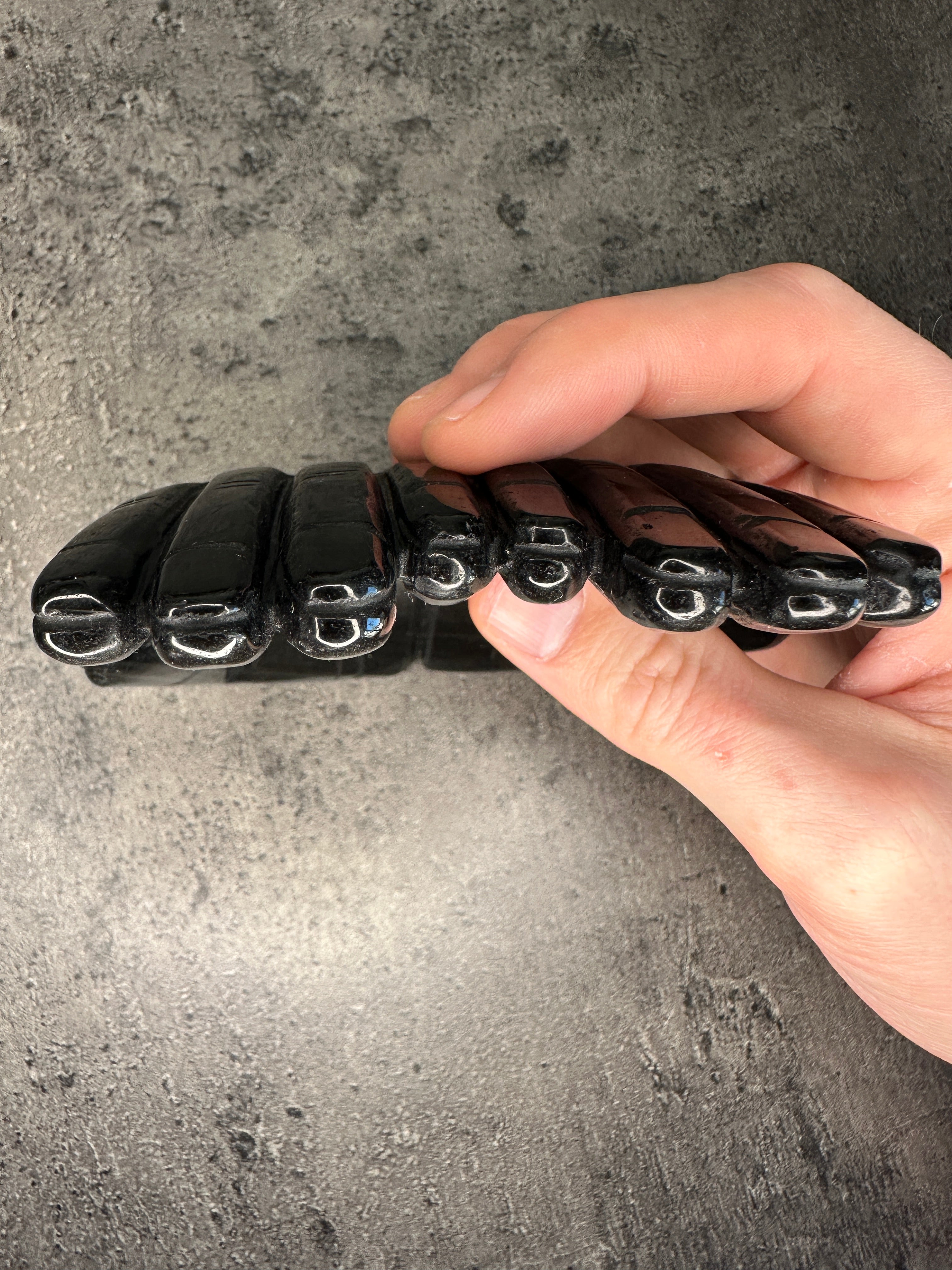 Silver sheen obsidian - Receiving hands