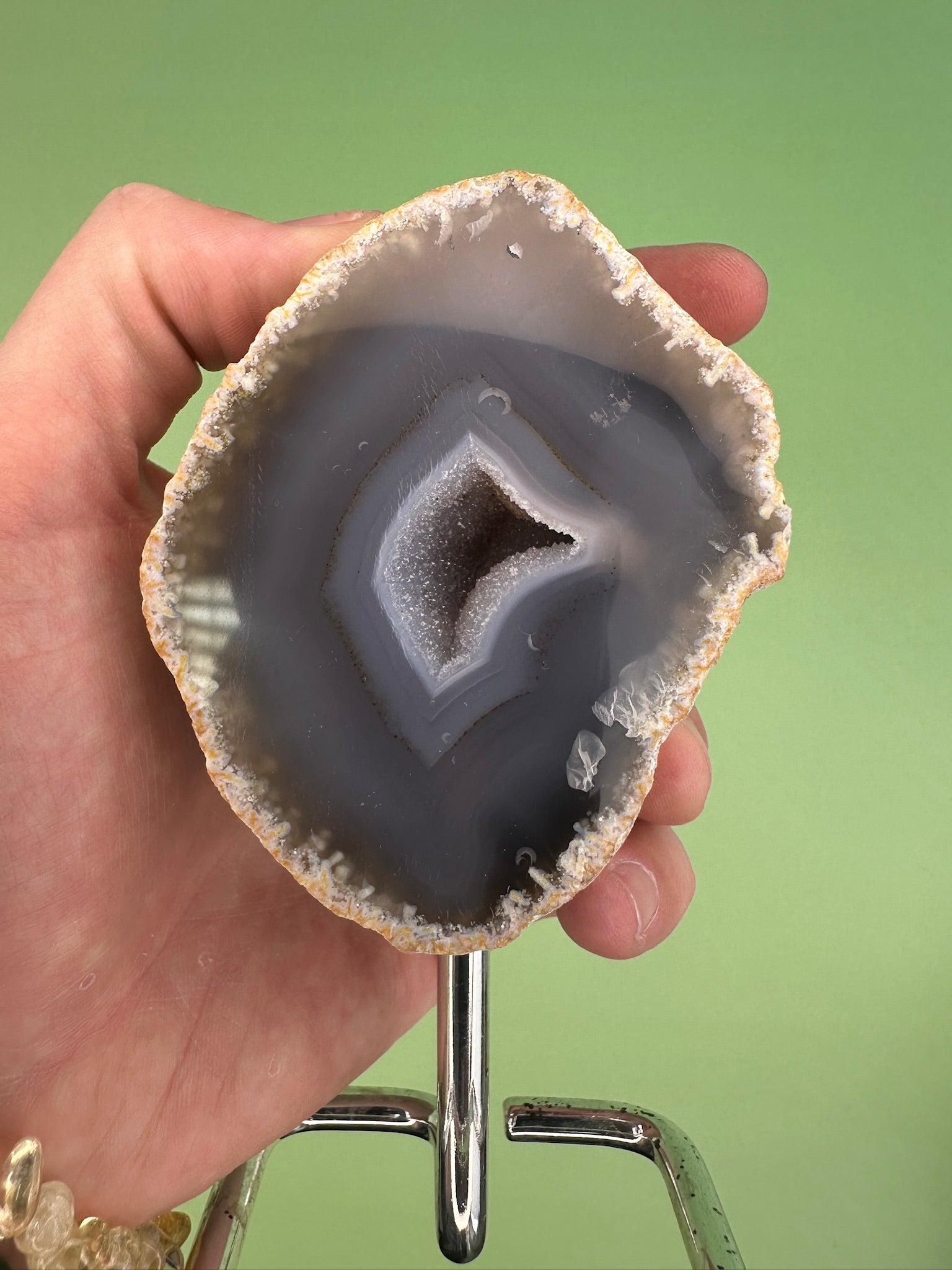 Agate - On stand with druzy
