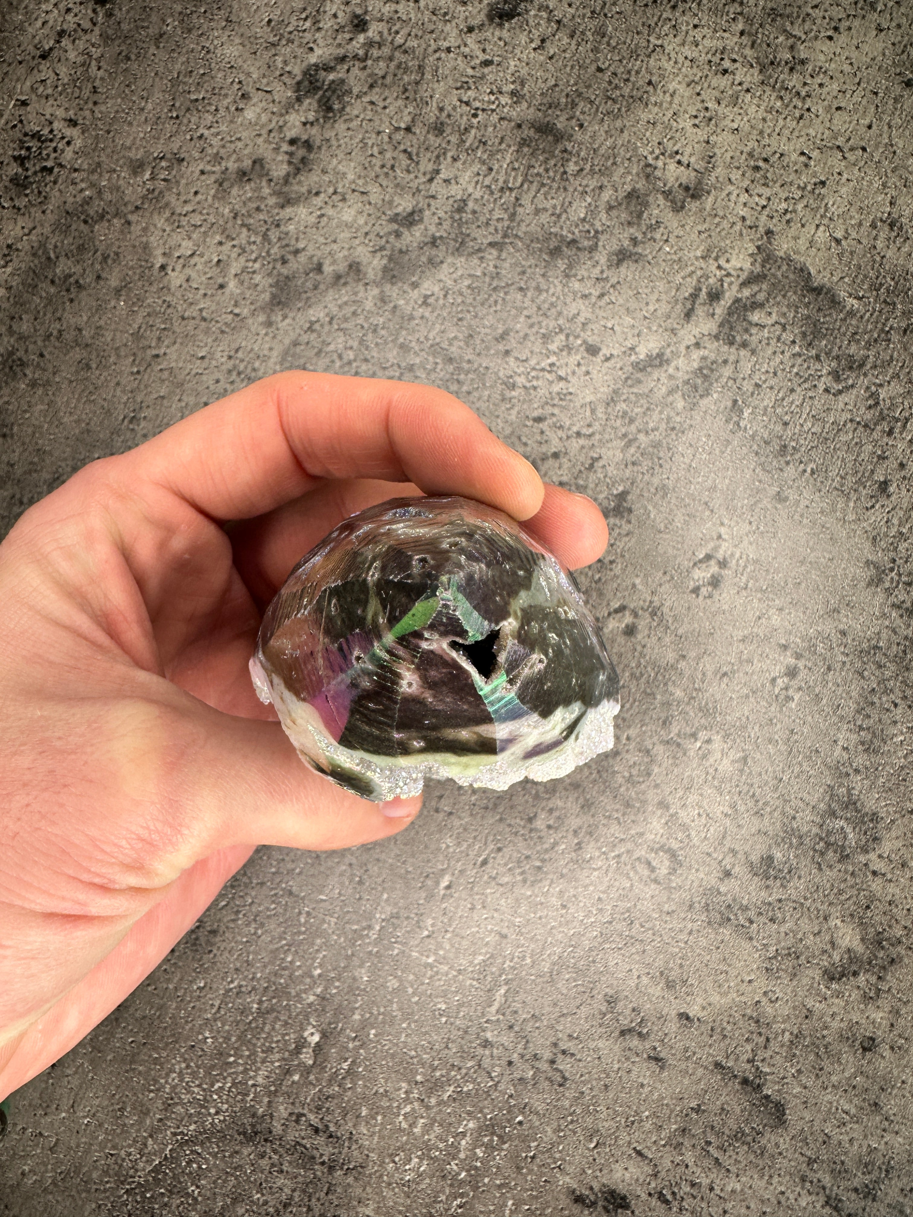 Aura sphalerite - Free standing druzy teardrop