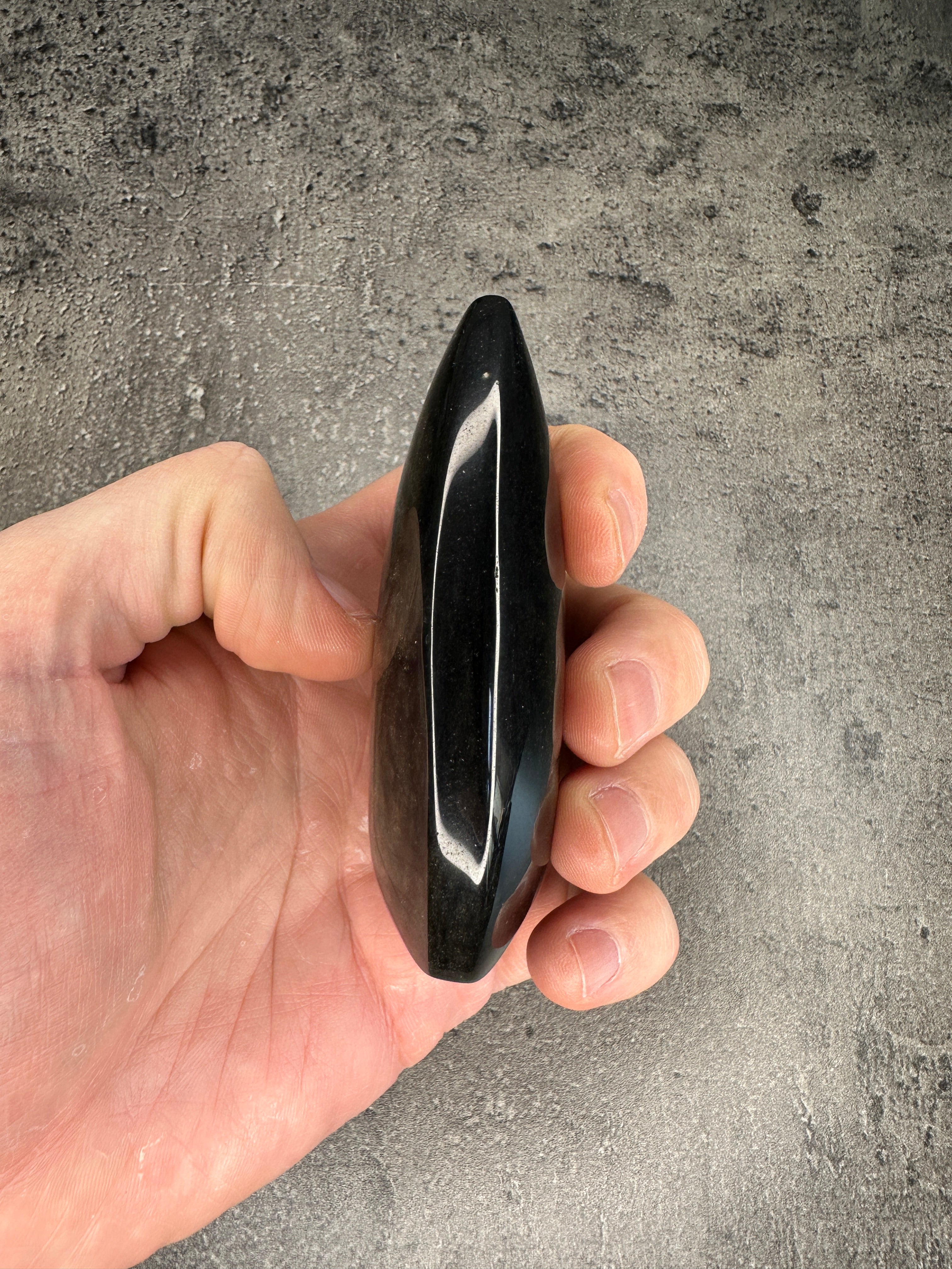 Silver sheen obsidian - Free standing teardrop