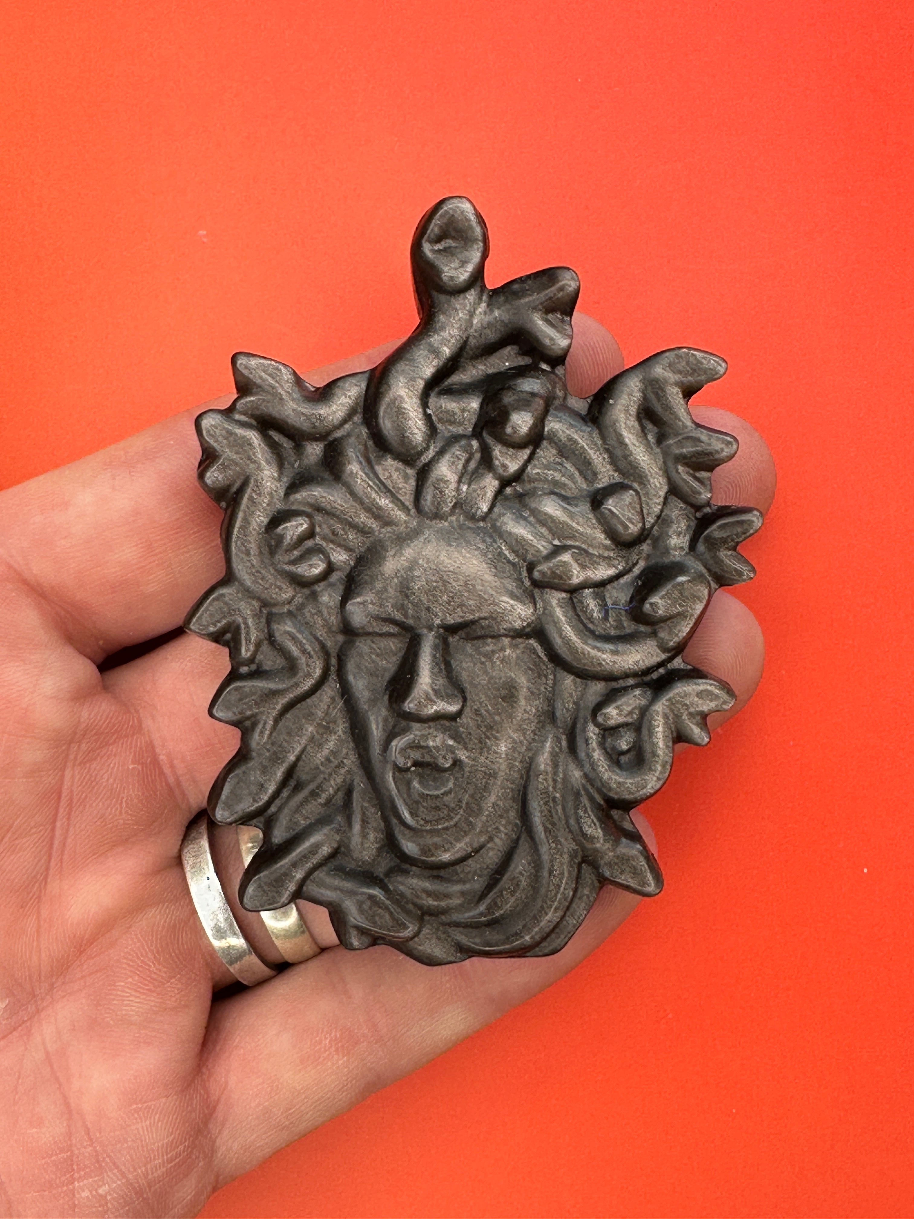 Silver sheen obsidian - Medusa head
