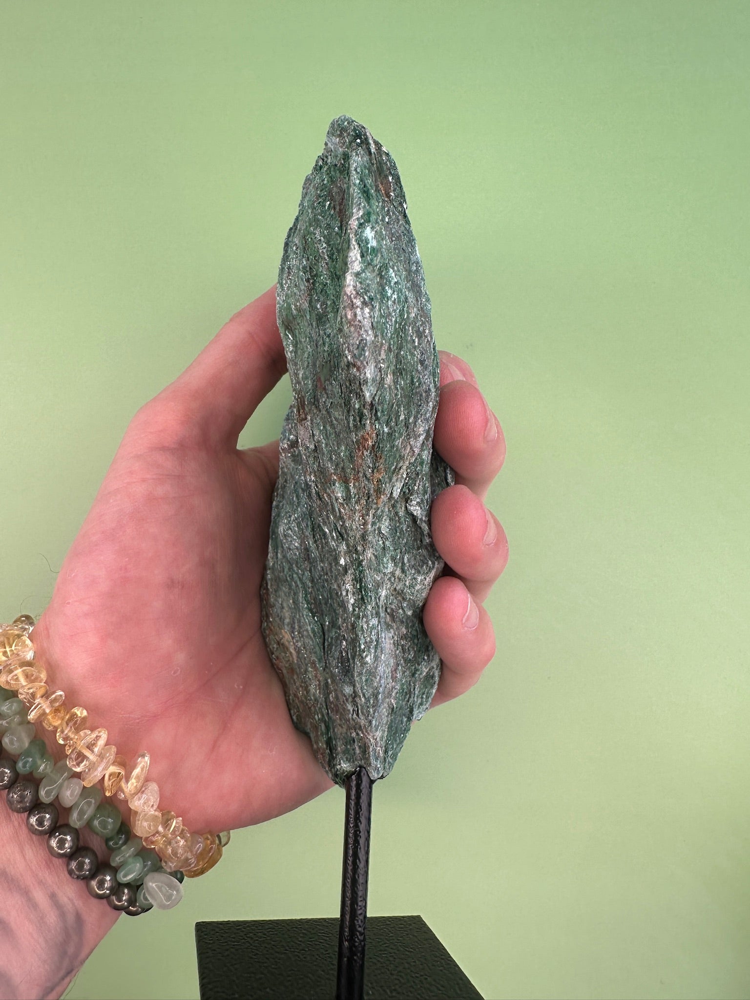Fuchsite - Rough chunk on stand