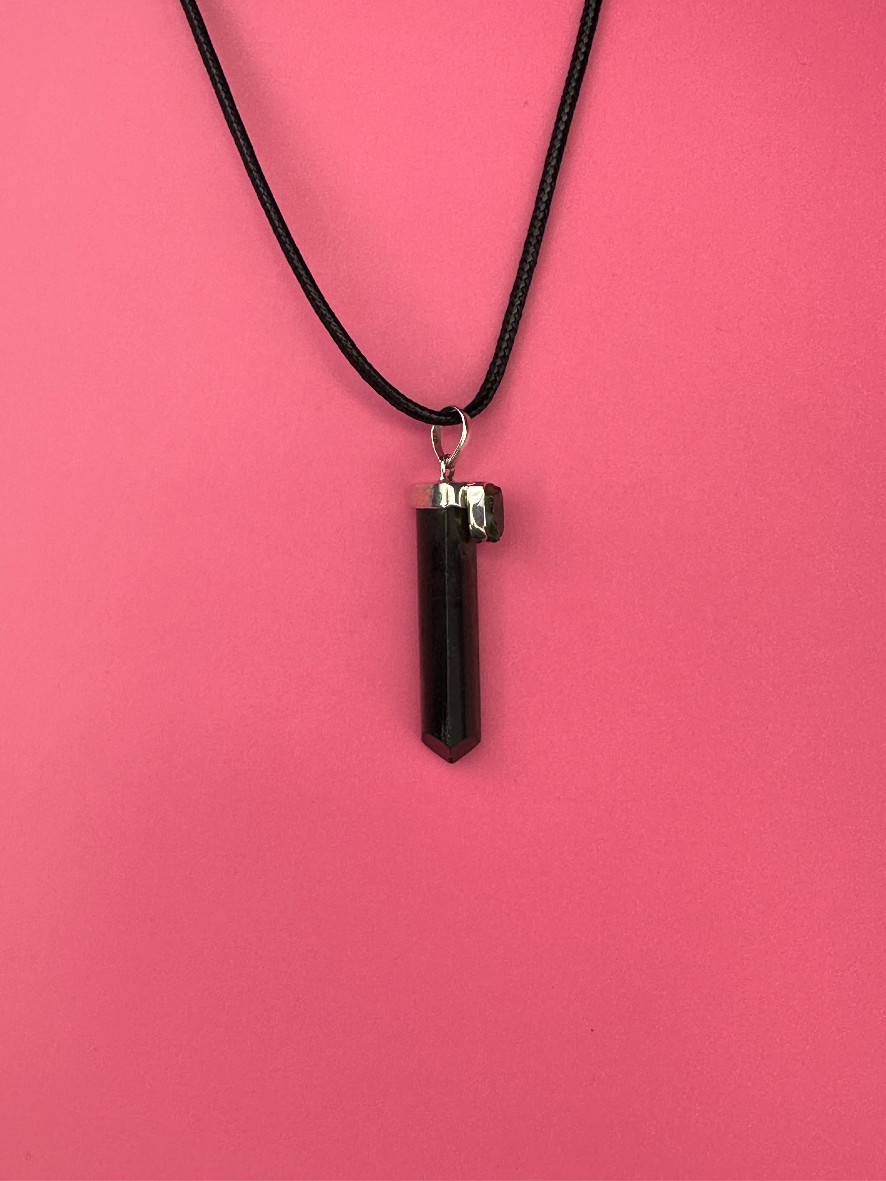 Moldavite and tourmaline - Pendant