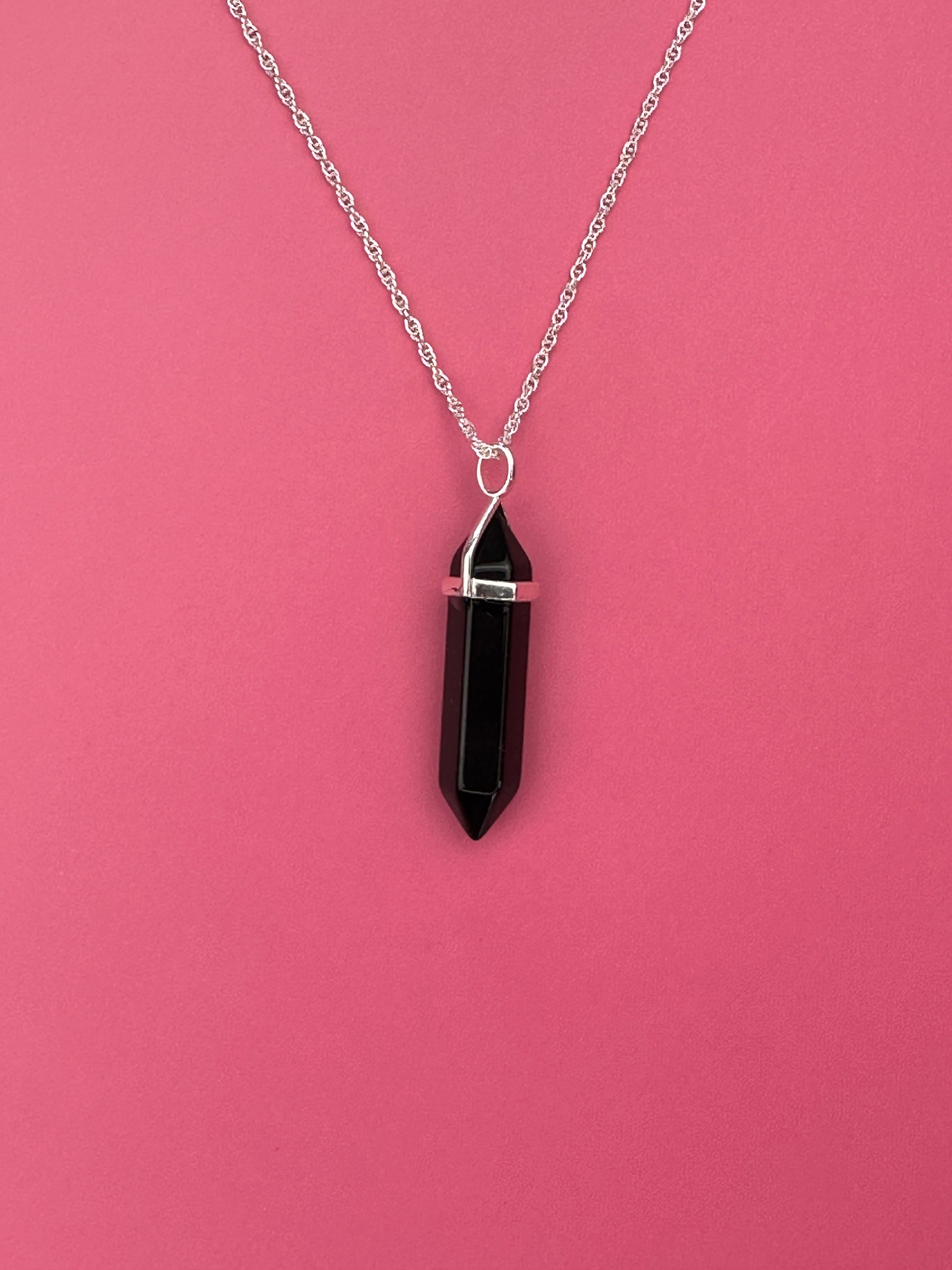 Protection pendant - Black obsidian (sterling silver)