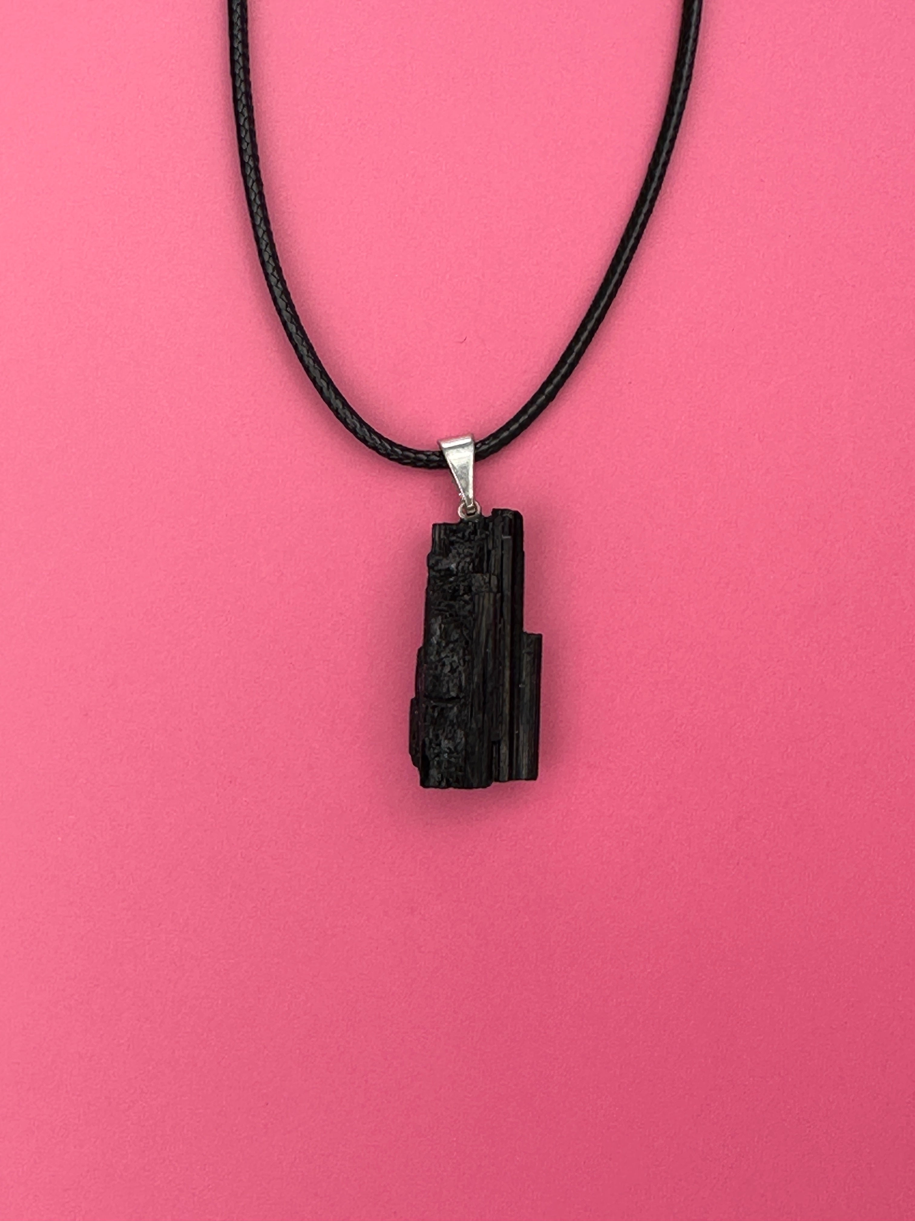 Black tourmaline - Rough necklace pendant