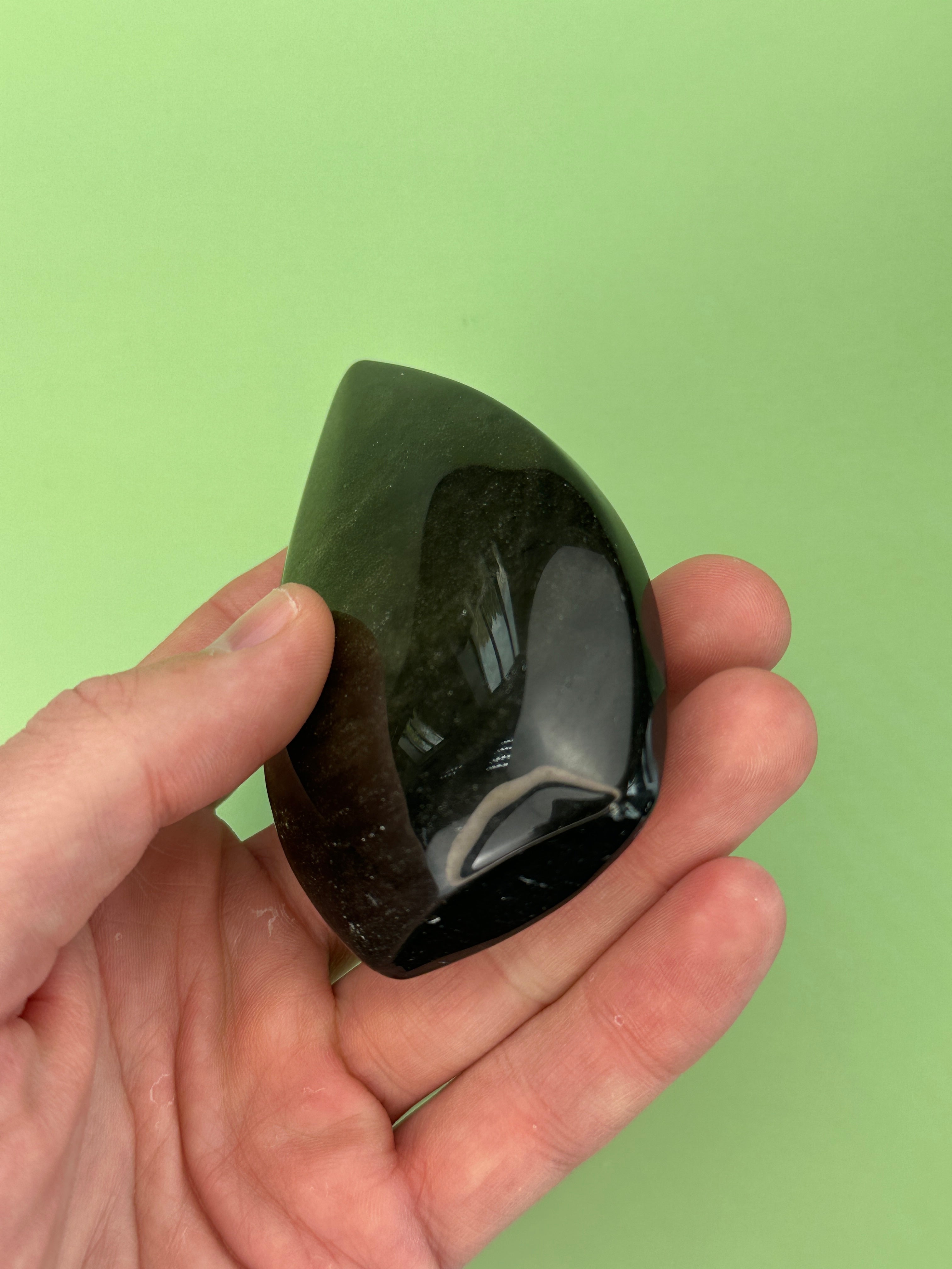 Silver sheen obsidian - Free standing teardrop