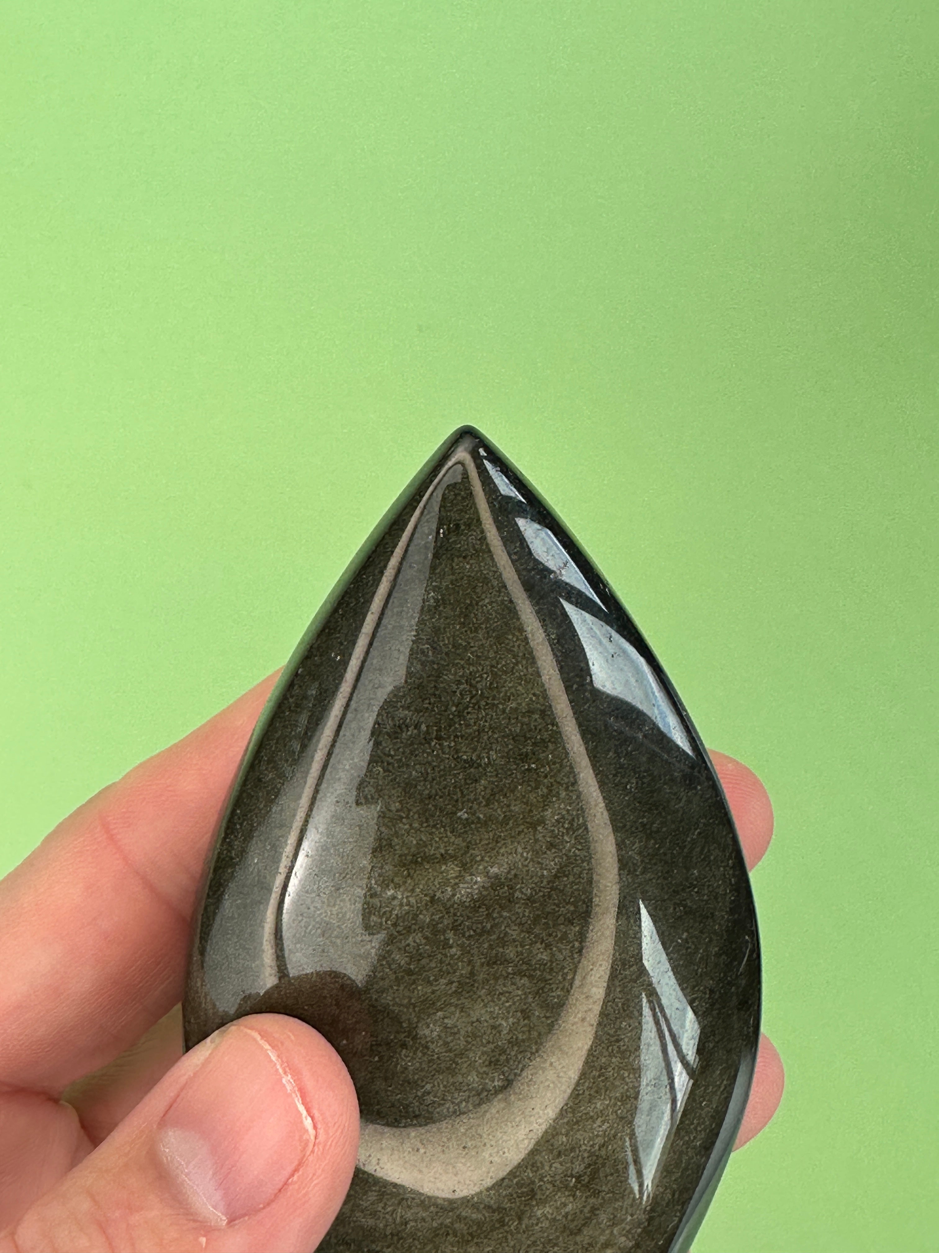 Silver sheen obsidian - Free standing teardrop