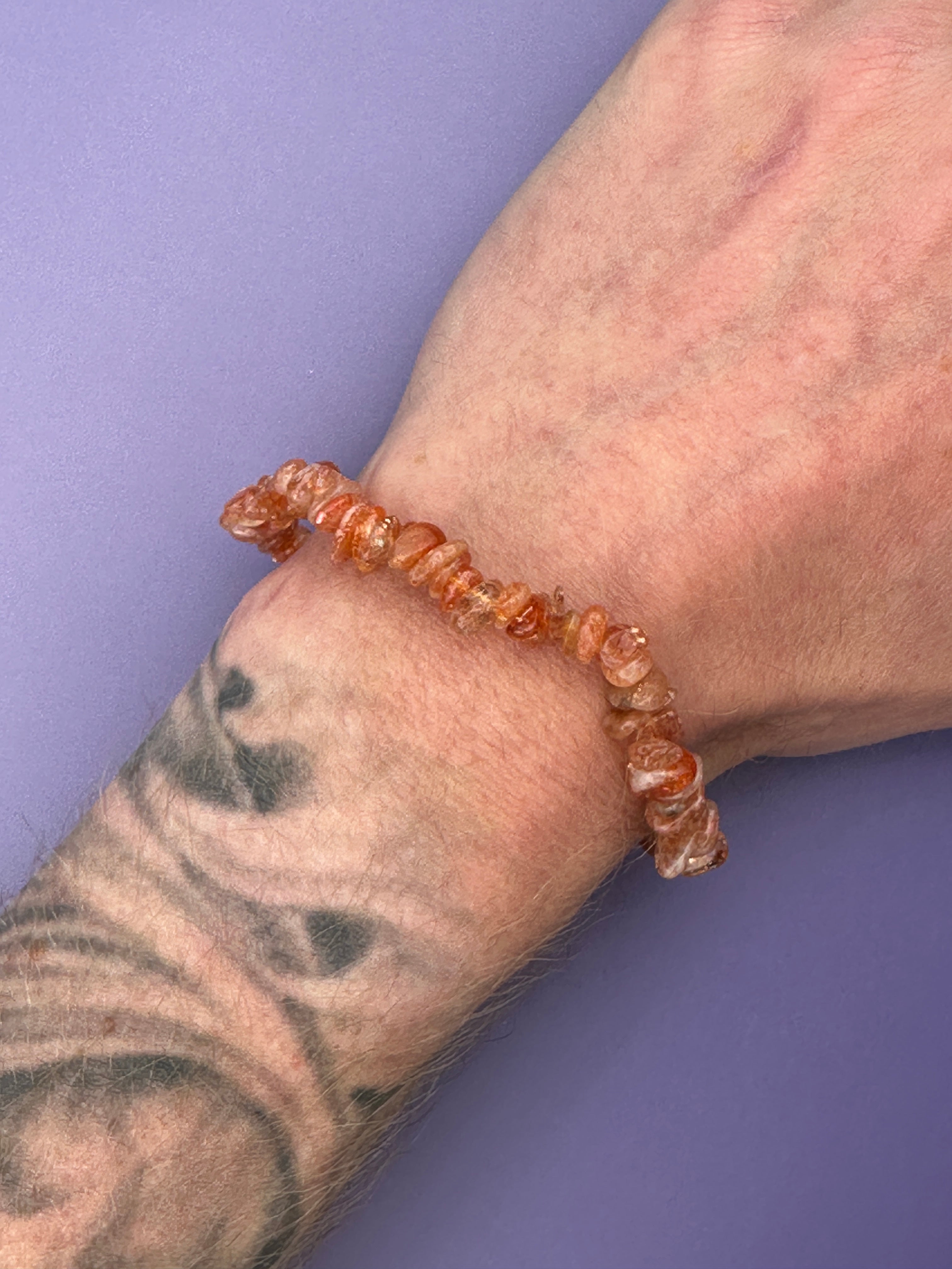 Sunstone - Crystal chip bracelet