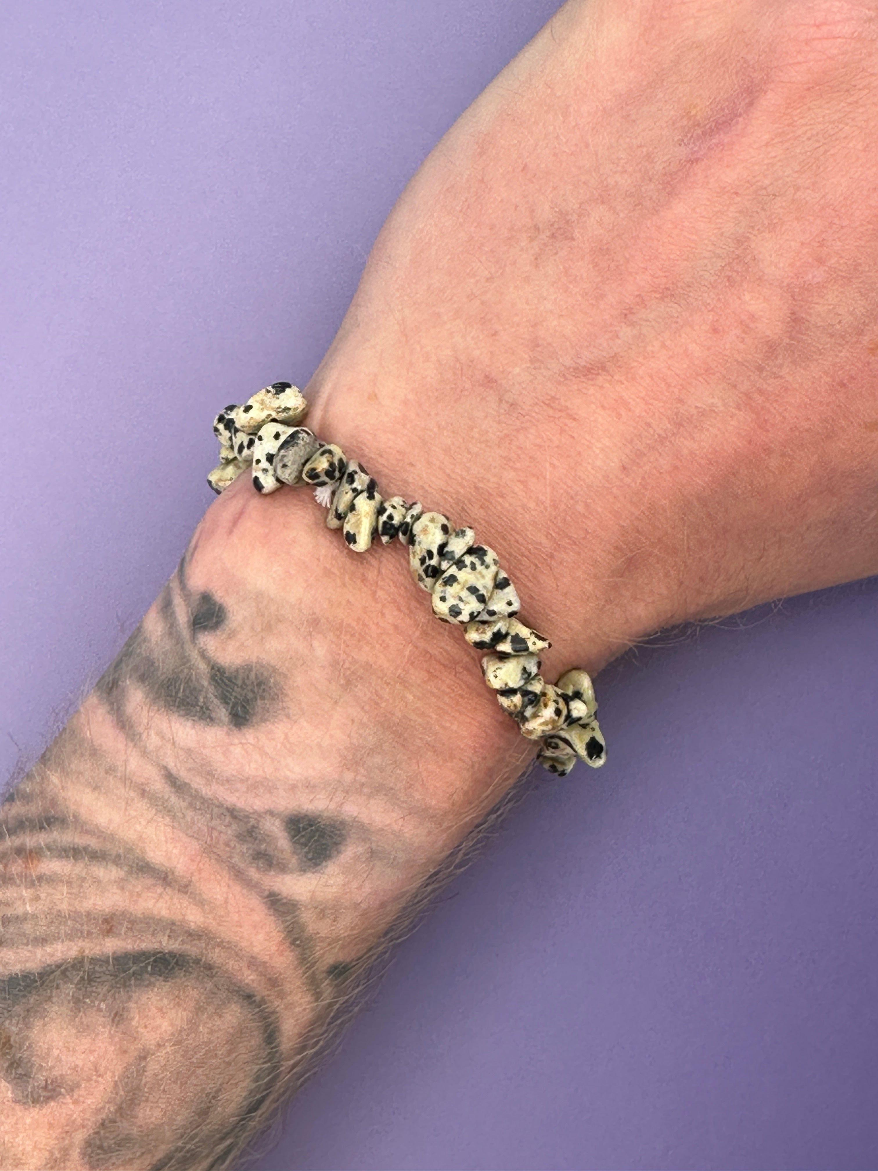 Dalmatian jasper - Crystal chip bracelet