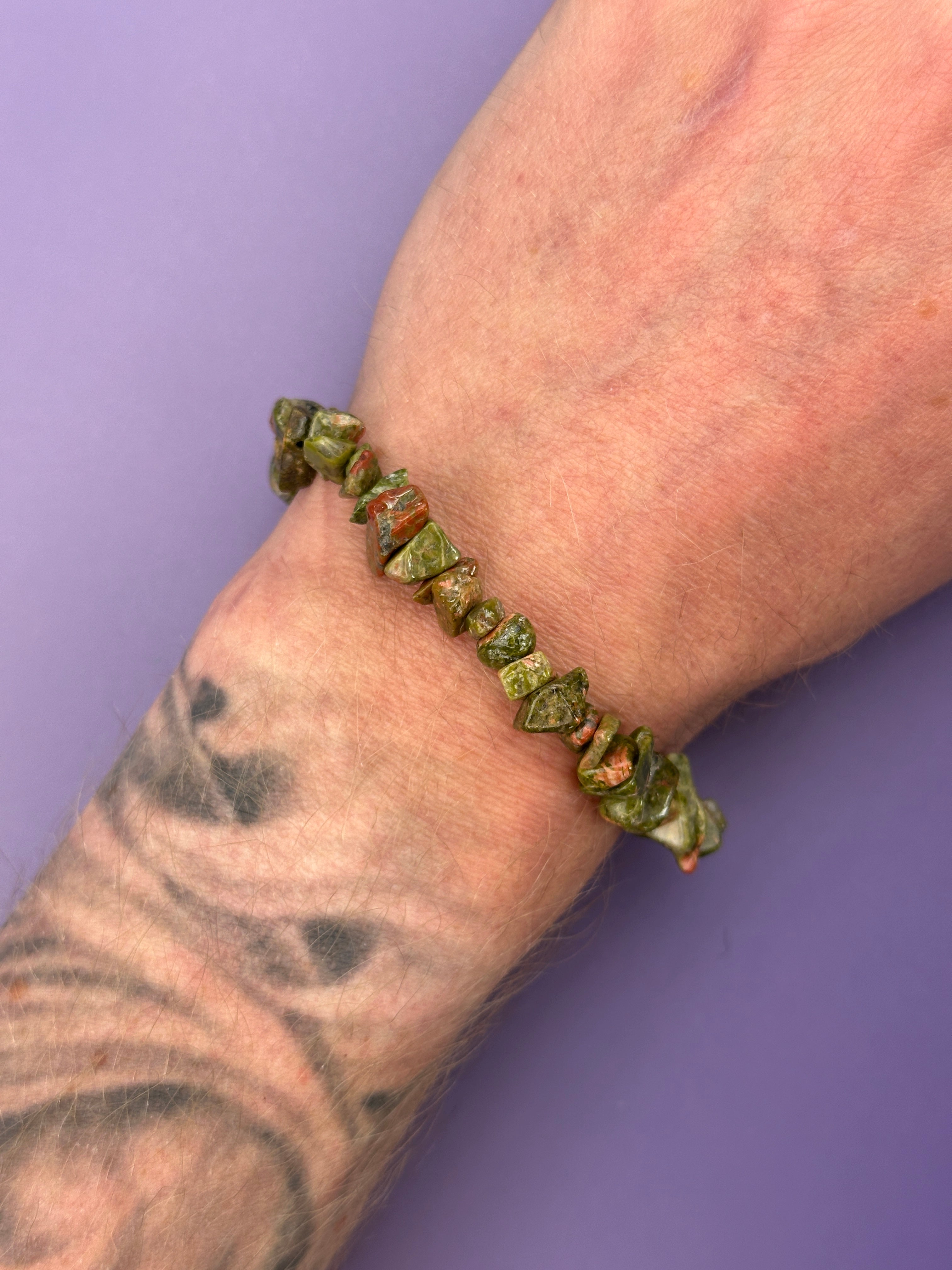 Unakite - Crystal chip bracelet