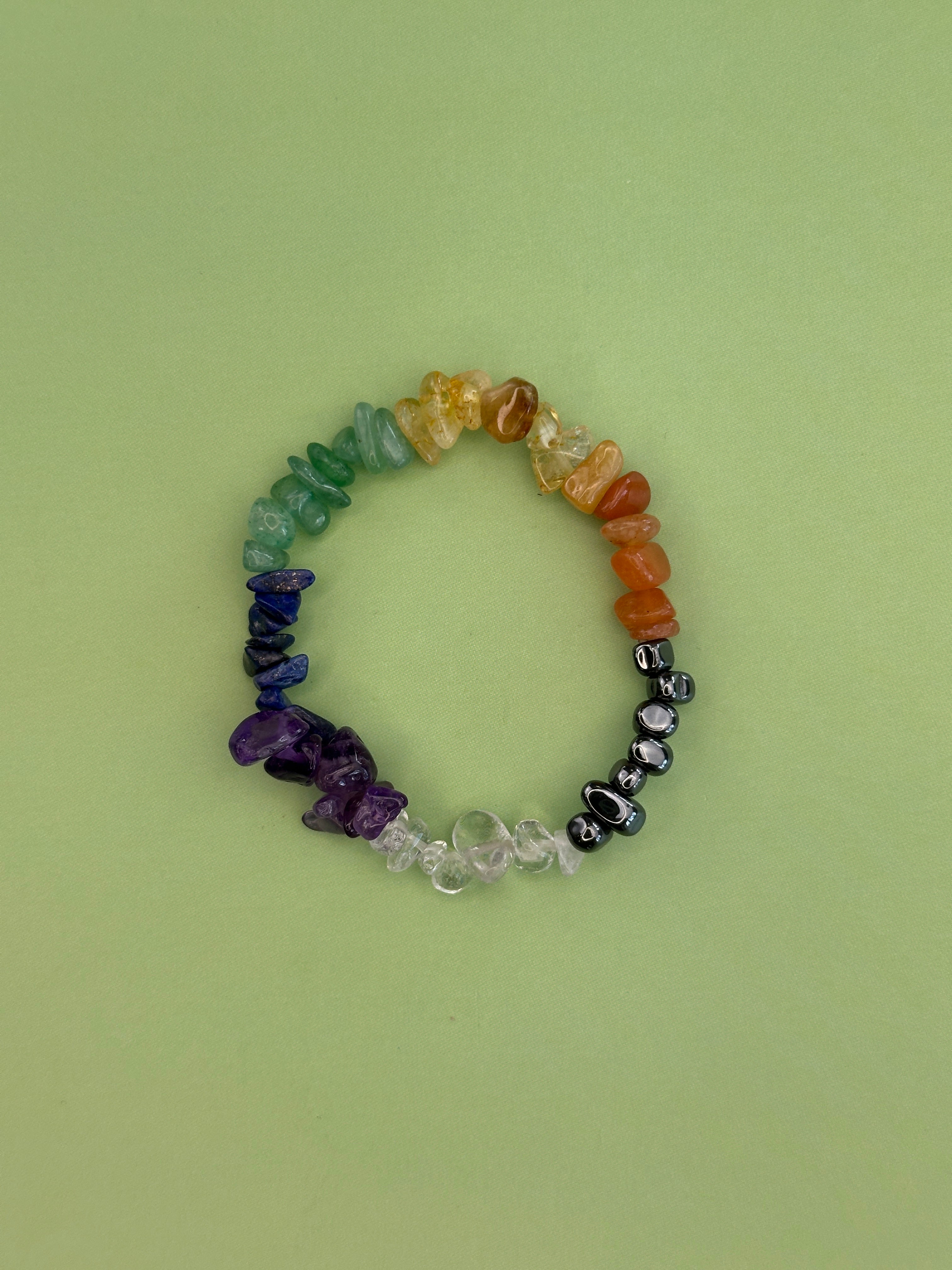 Chakra crystal chip bracelet