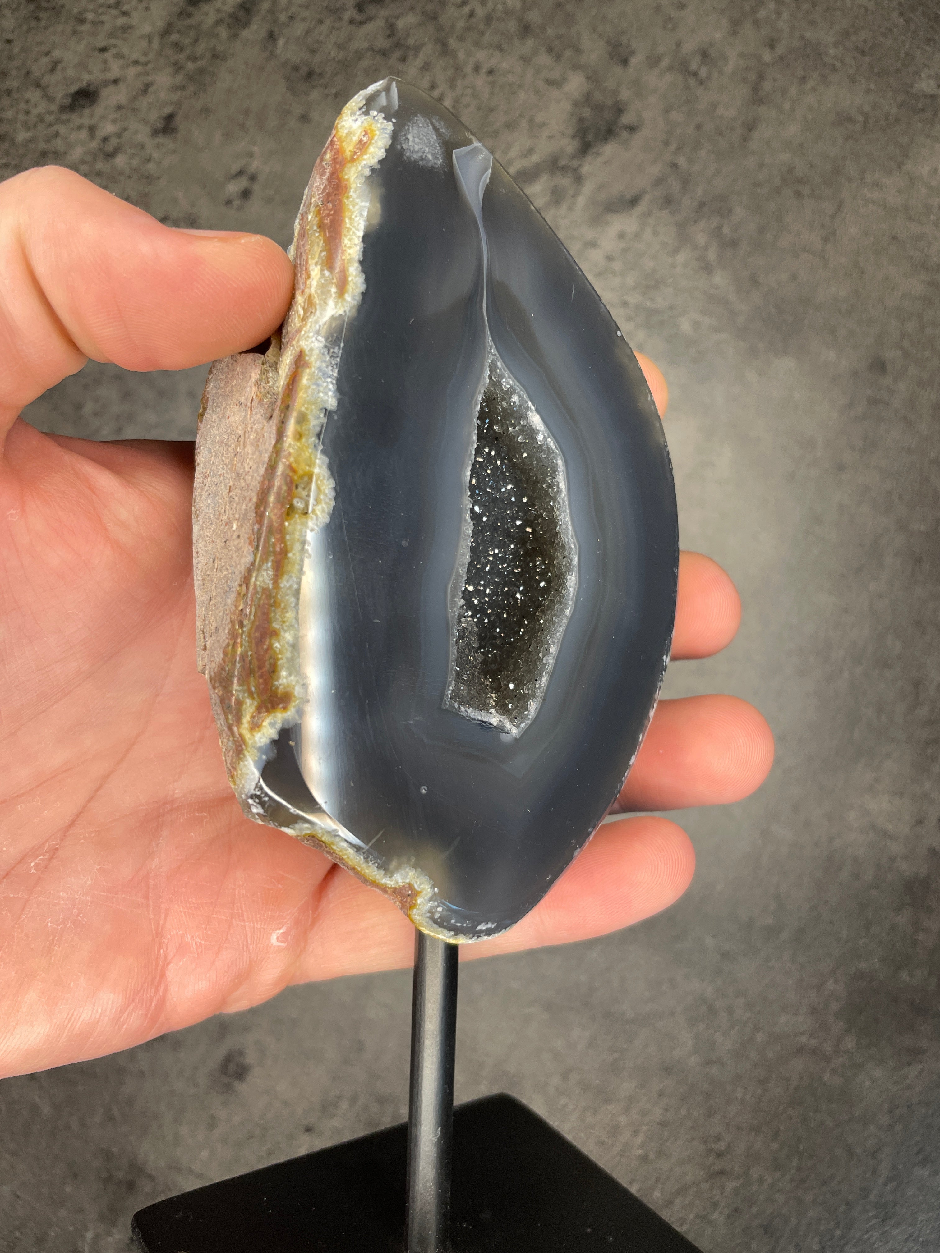Agate - On stand with druzy