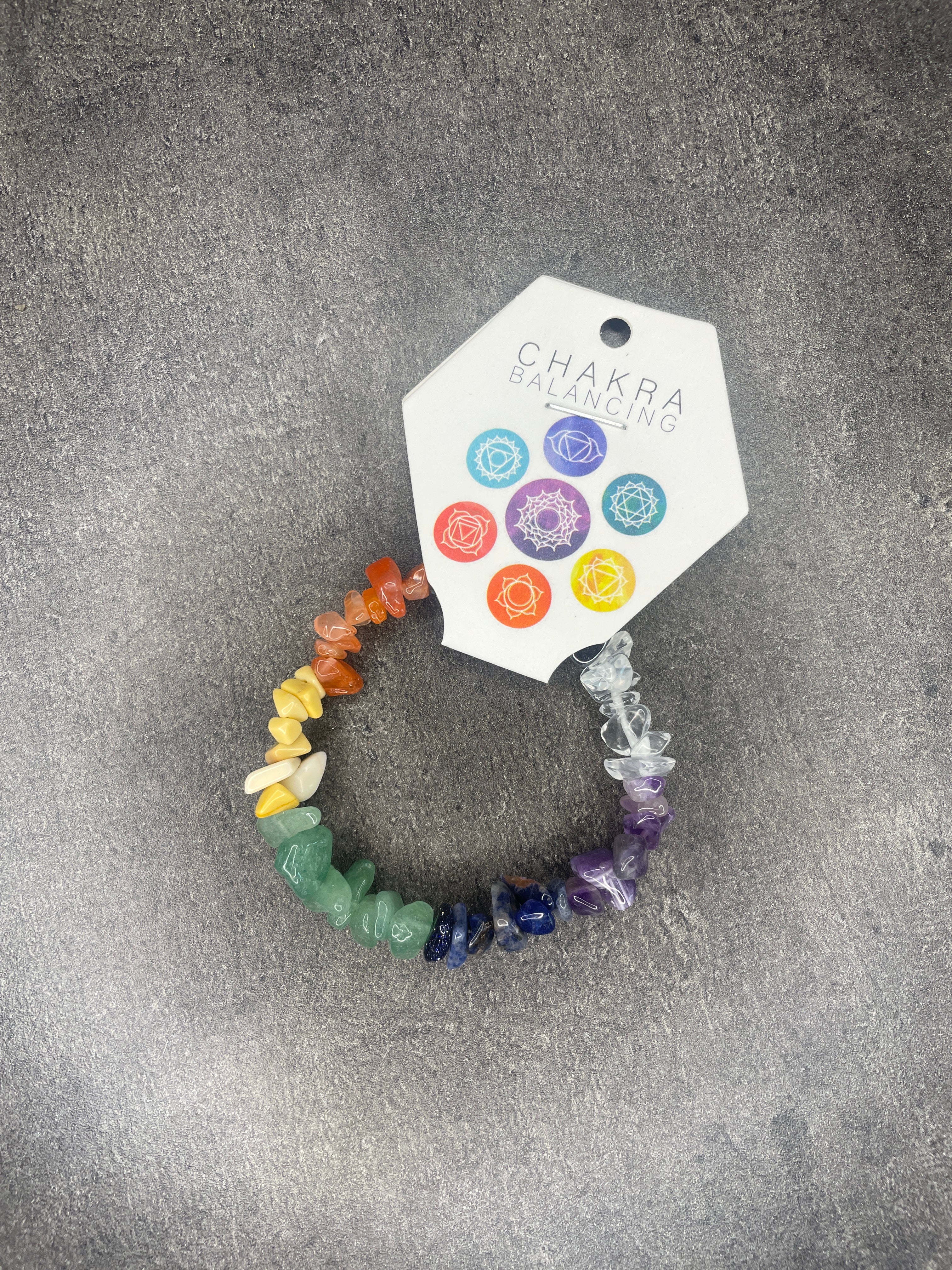 Chakra crystal chip bracelet