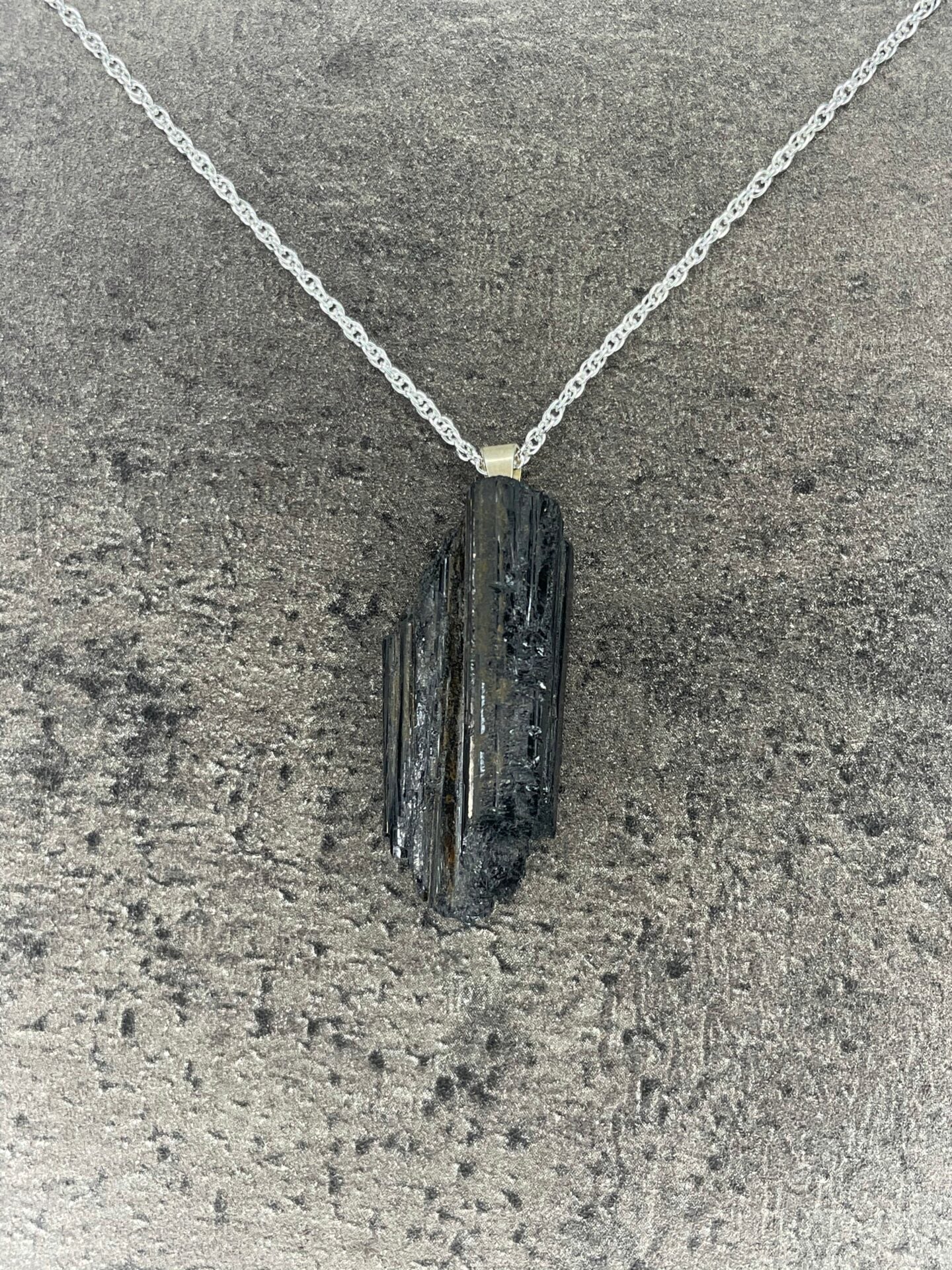 Black tourmaline - Rough necklace pendant