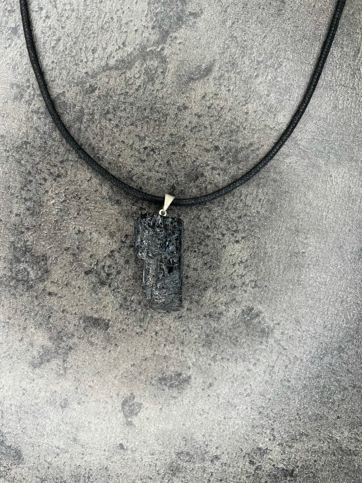 Black tourmaline - Rough necklace pendant