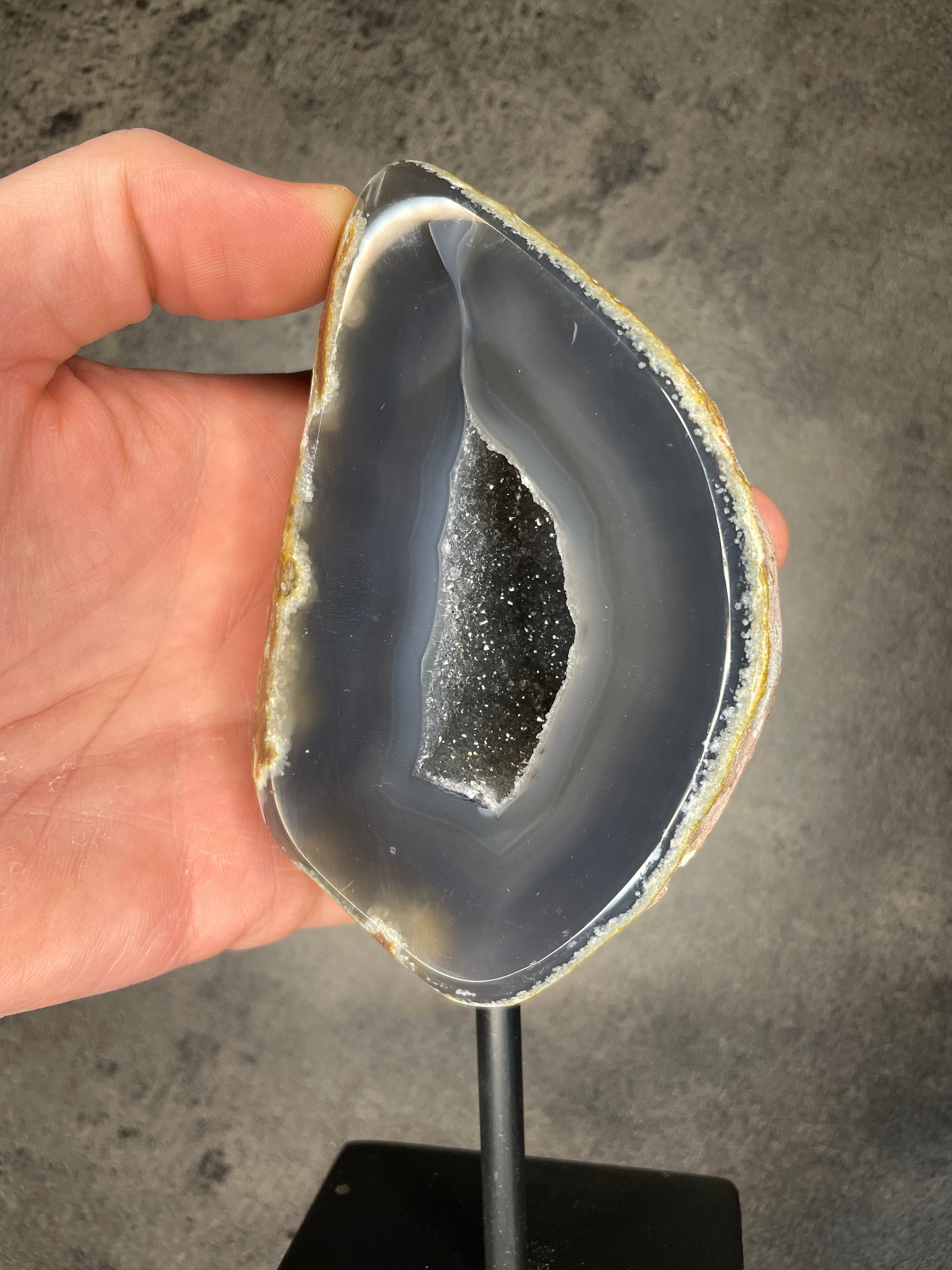 Agate - On stand with druzy