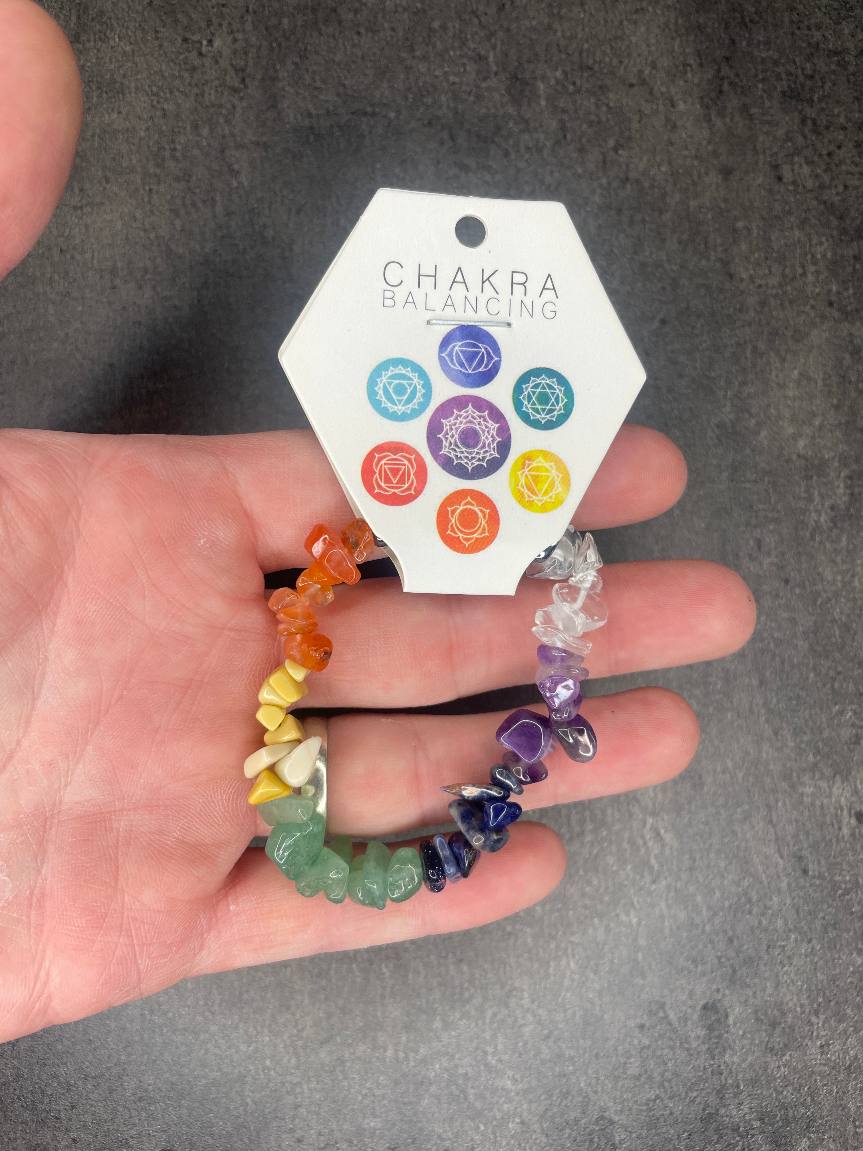 Chakra crystal chip bracelet